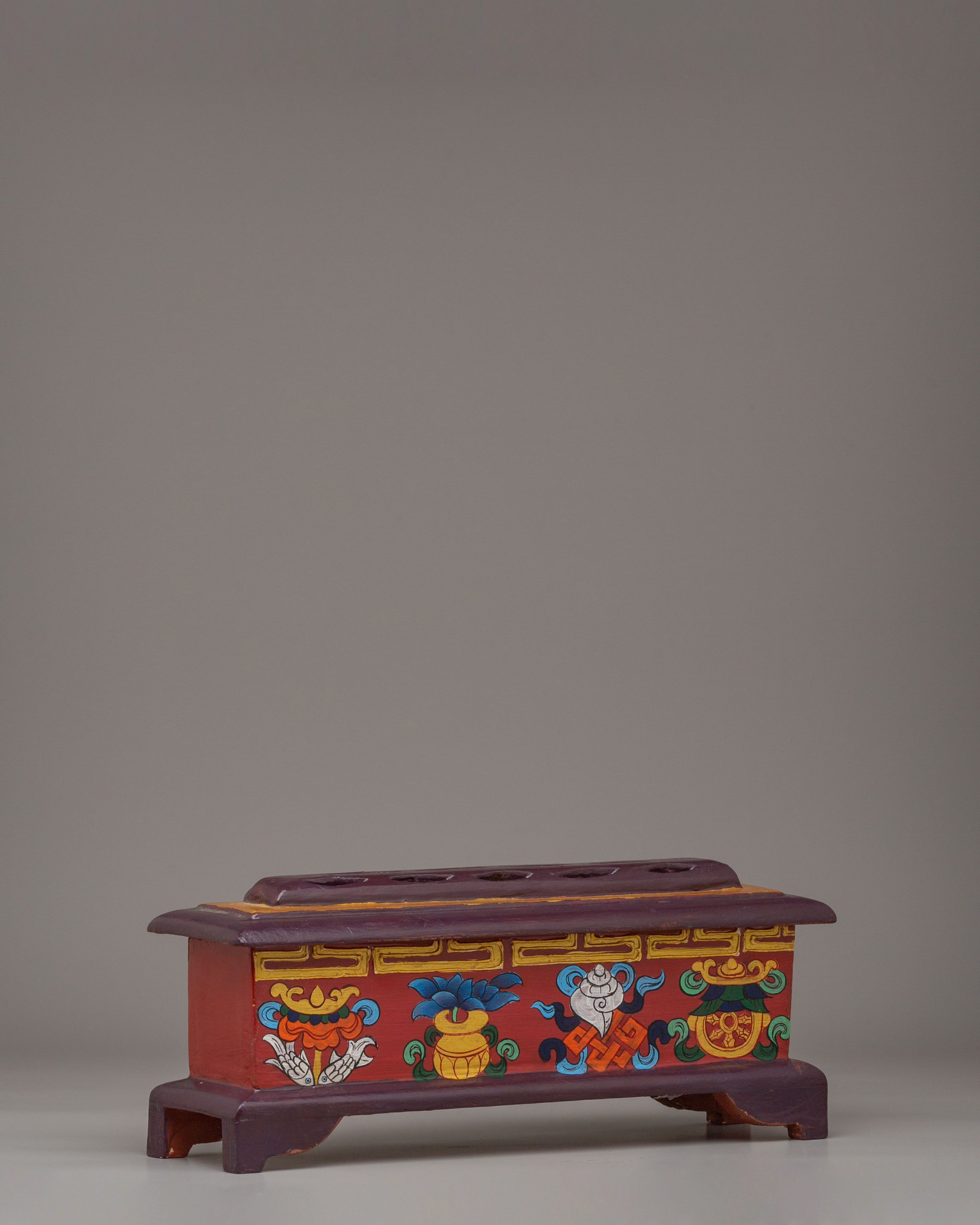 Ashtamangala Wooden Incense Burner | Handcrafted Wood Incense Burner