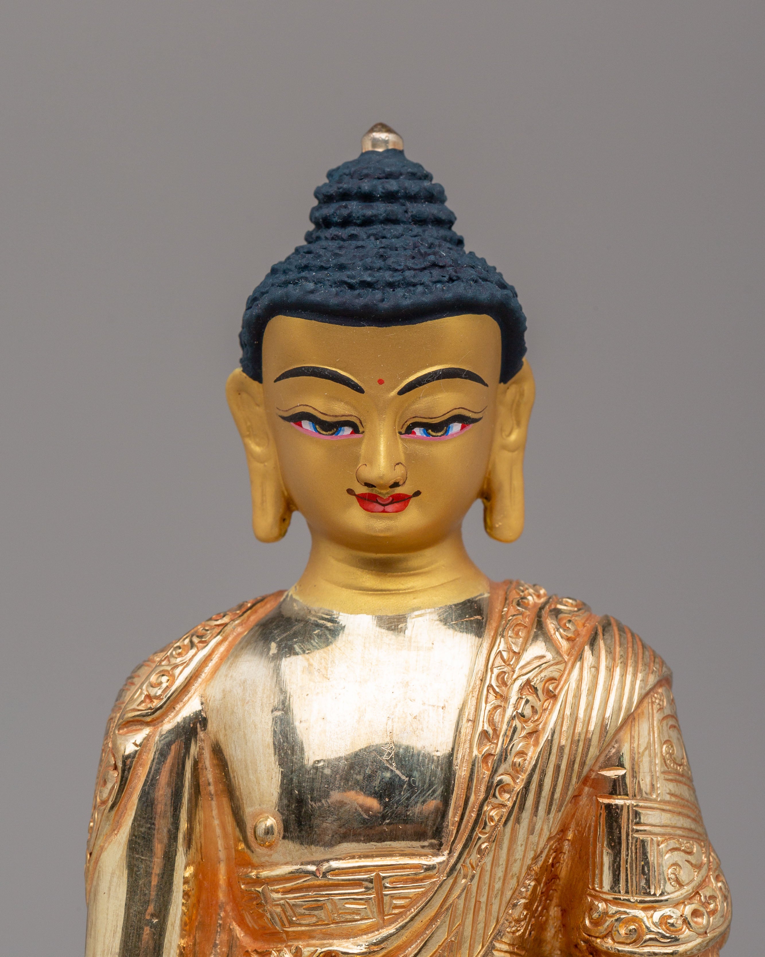 Sage Shakyamuni Buddha Figurine | 24K Gold Plated Buddhist Sculpture