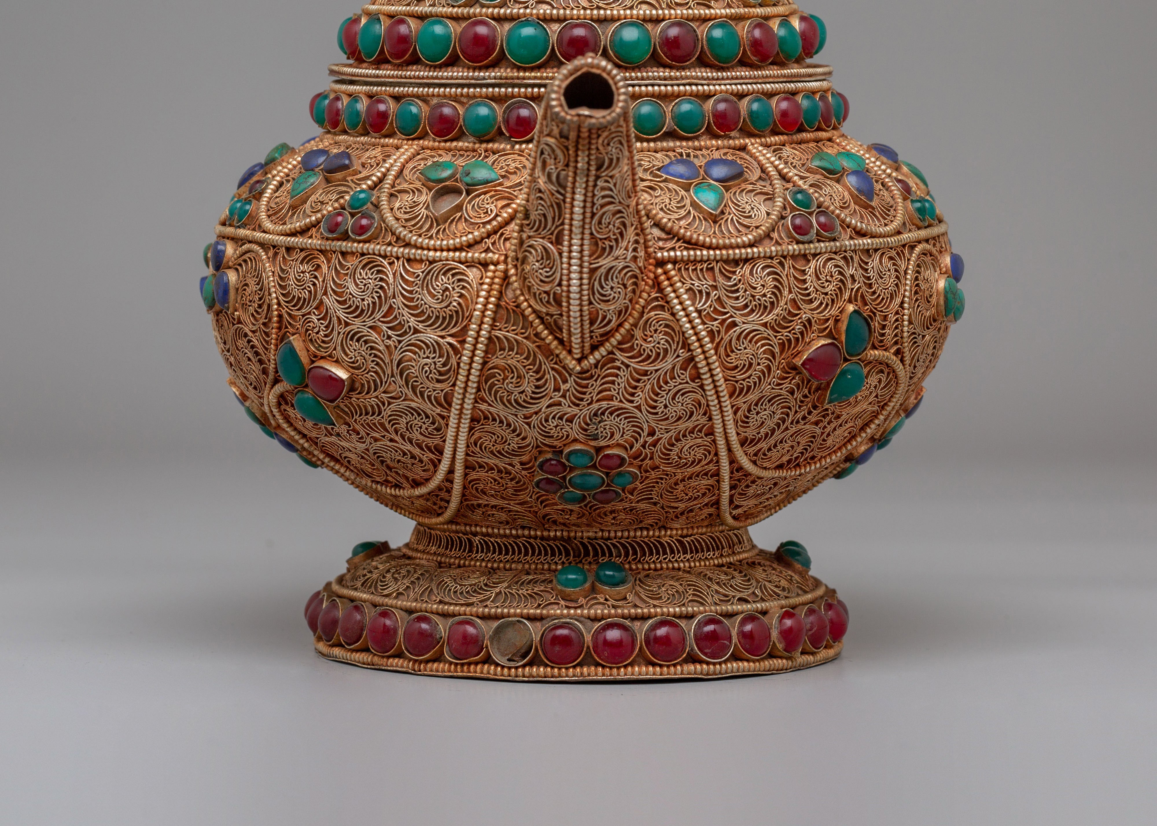 Handcrafted Filigree Tea Pot | Tibetan Tea Pot with Decorative Design