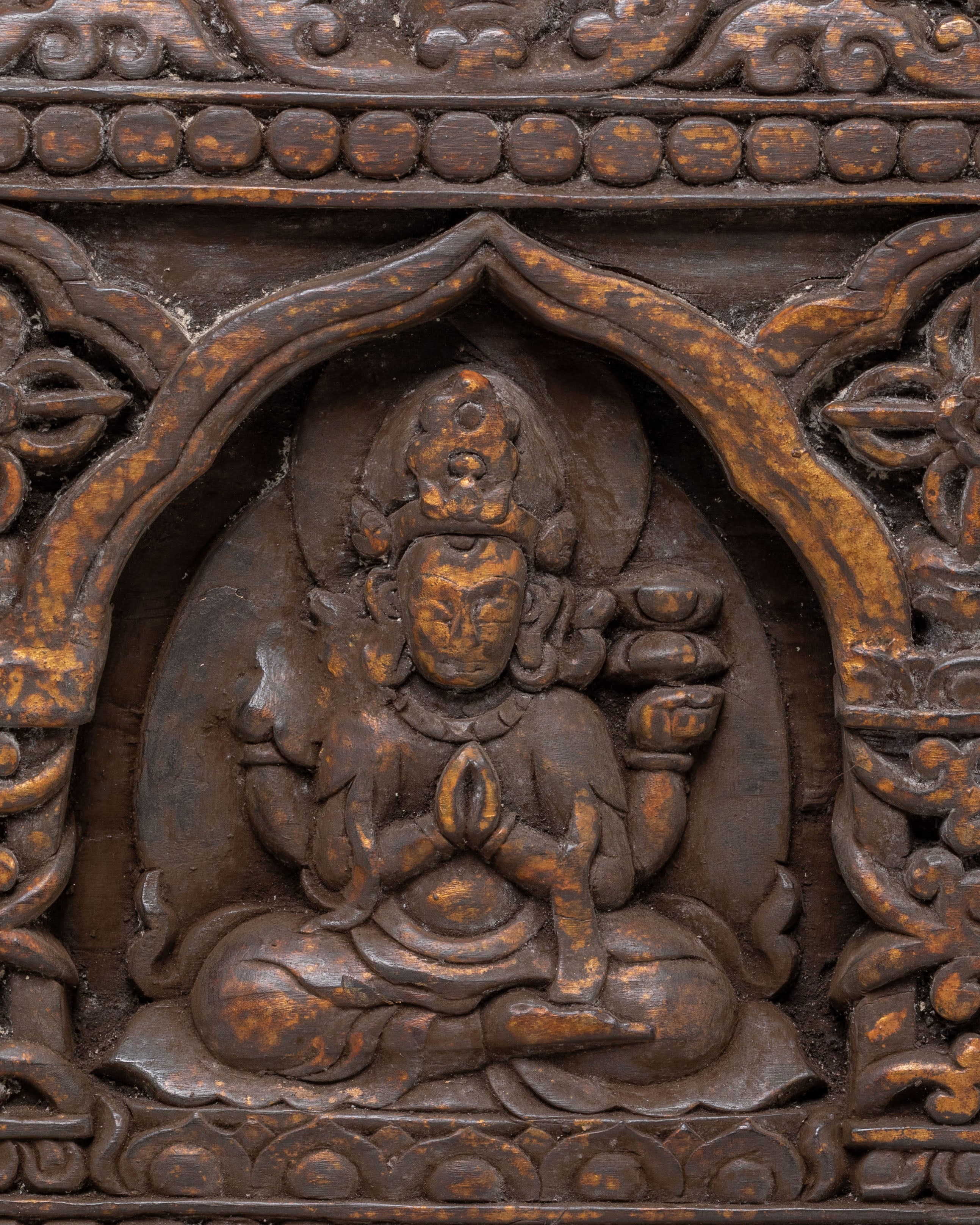 Buddhist Deities Wall Hanging | Handcrafted Carved Wooden Panel