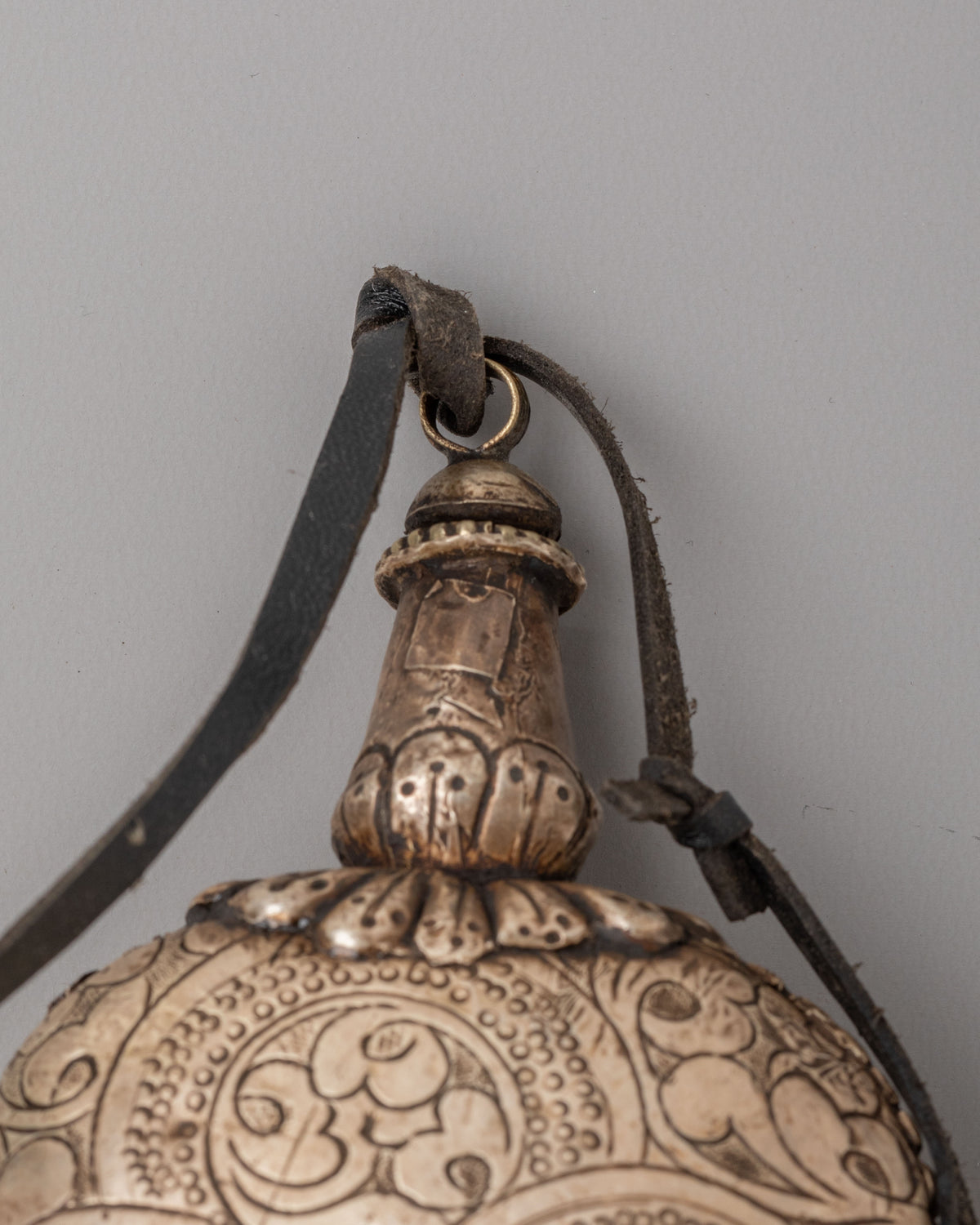 Decorative Snuff Bottle | Handcrafted Silver Vessel with Turquoise Detail
