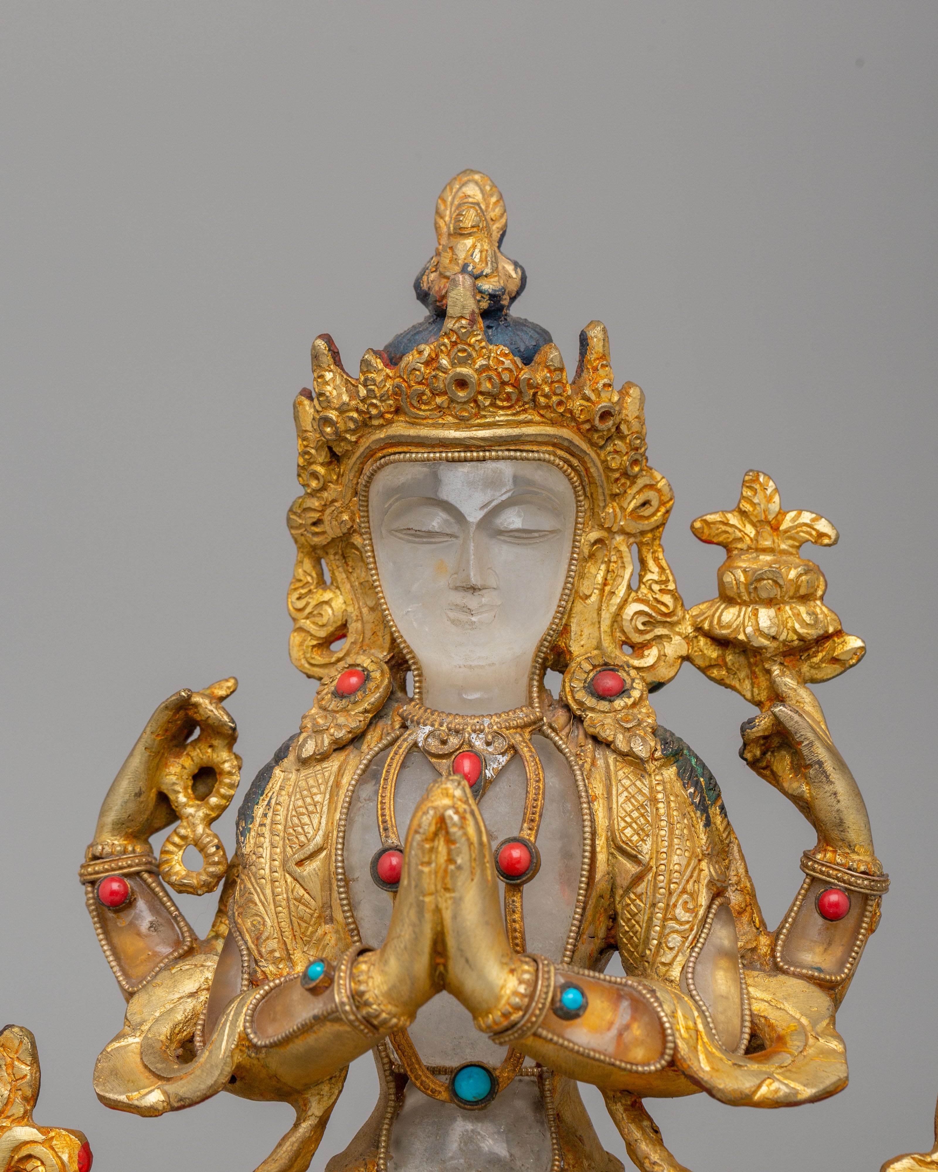 Handmade Chenrezig Statue on Throne | Tibetan Bodhisattva Statue