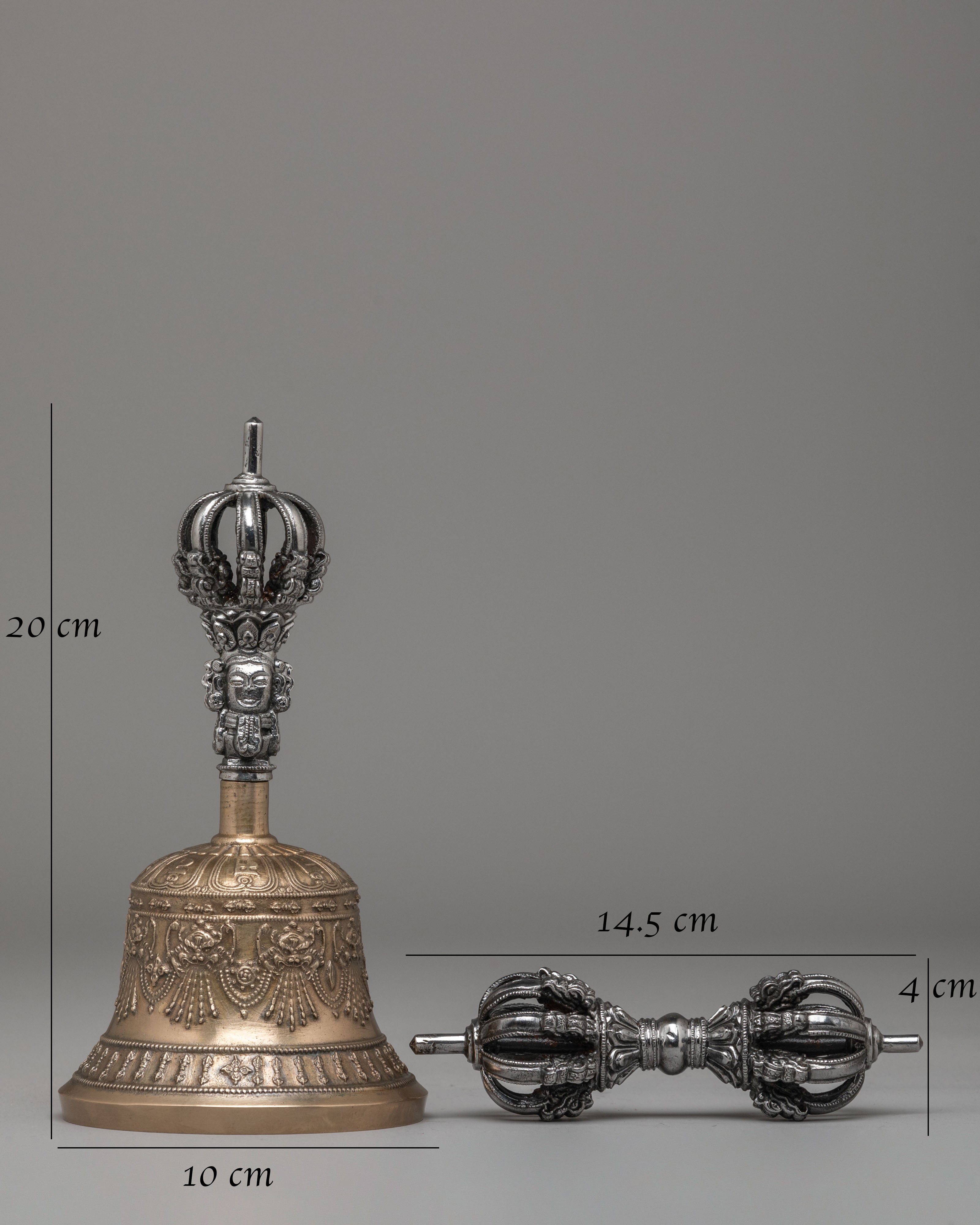 Handmade Ritual Dorje and Bell Set | Bronze and Iron Tibetan Ritual Instruments