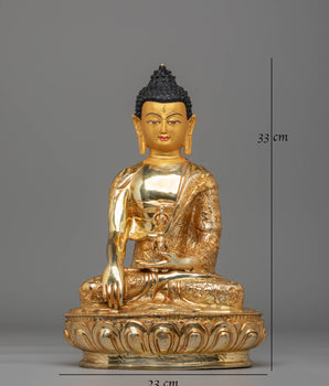 Handcrafted Mitrugpa Statue with 24K Gold Gliding for Altar and Sacred Spaces