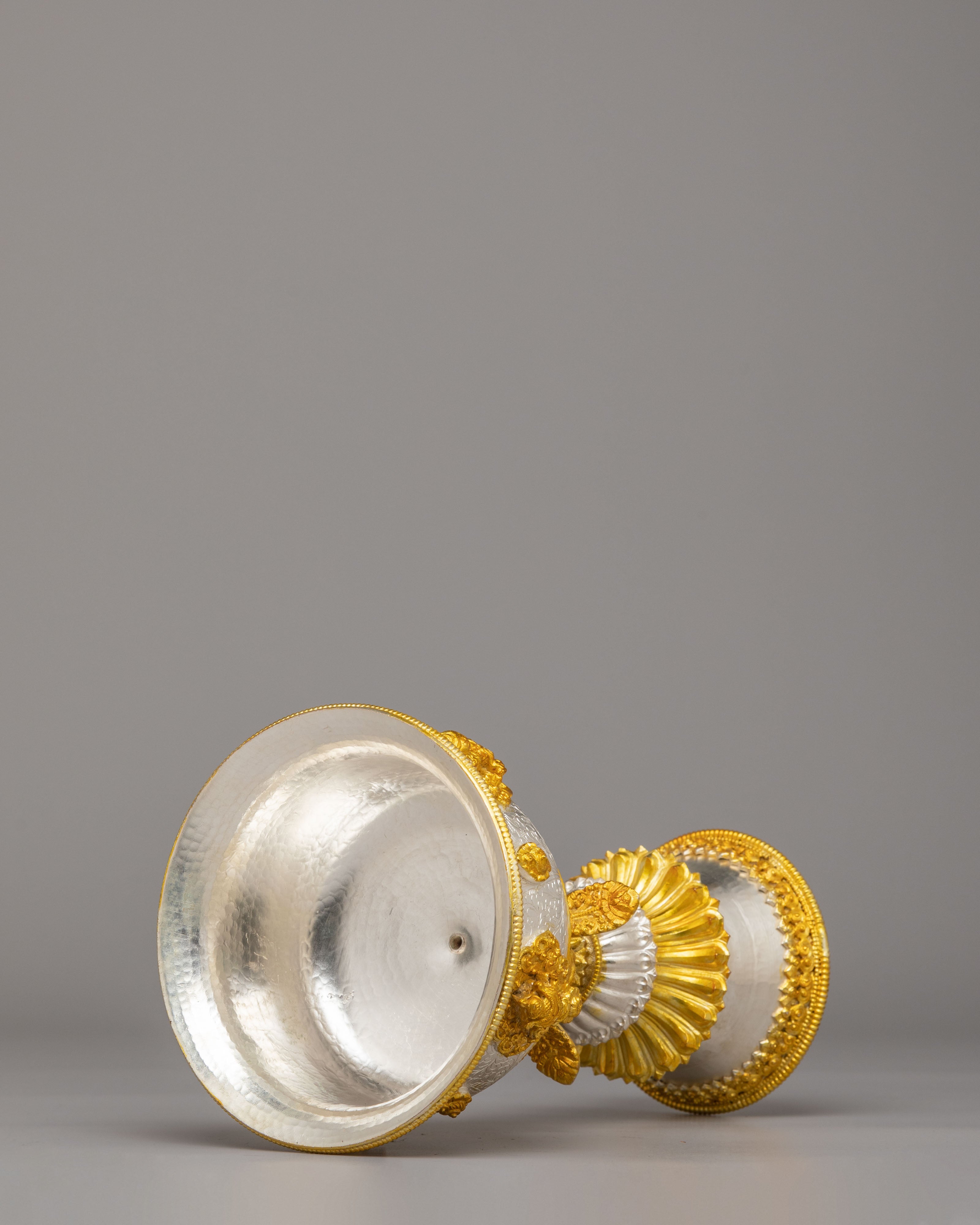 Handmade Ritual Butter Lamp Set | Silver Gold Plated Lamps for Altar Decor