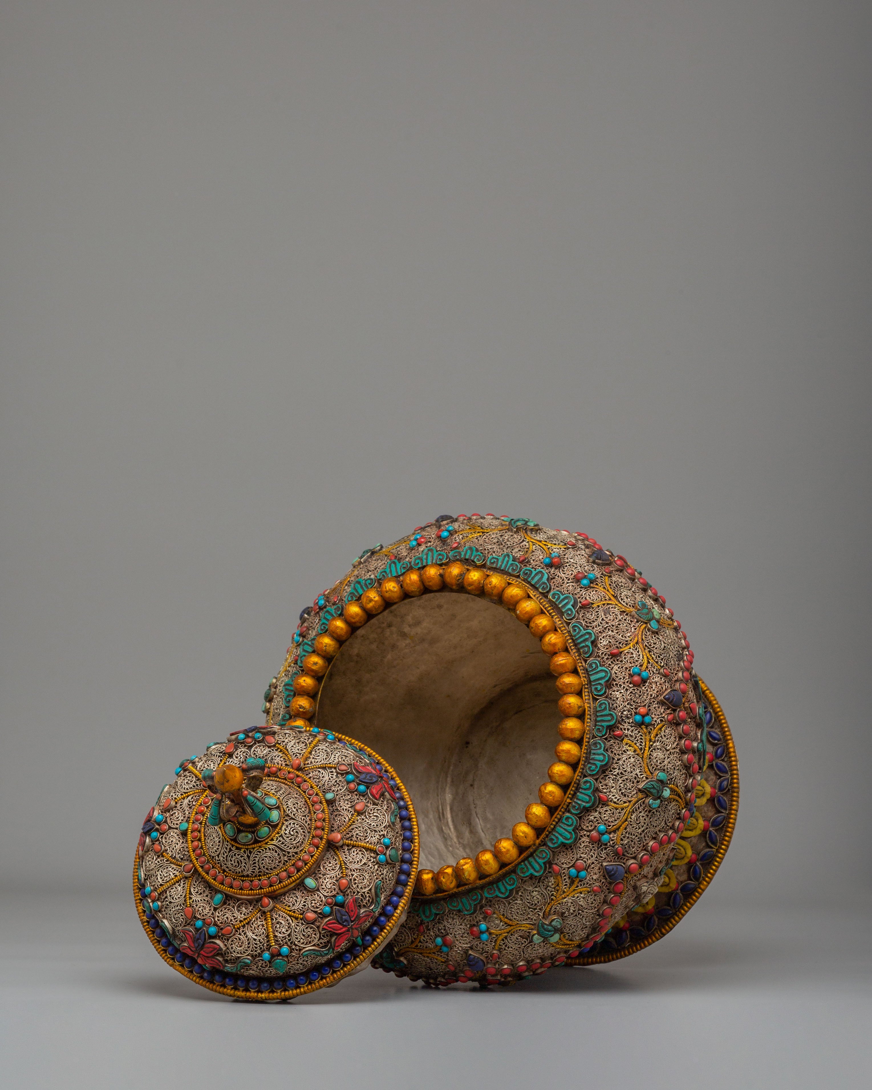 Auspicious Symbol Rice Pot | Buddhist Altar Rice Pot