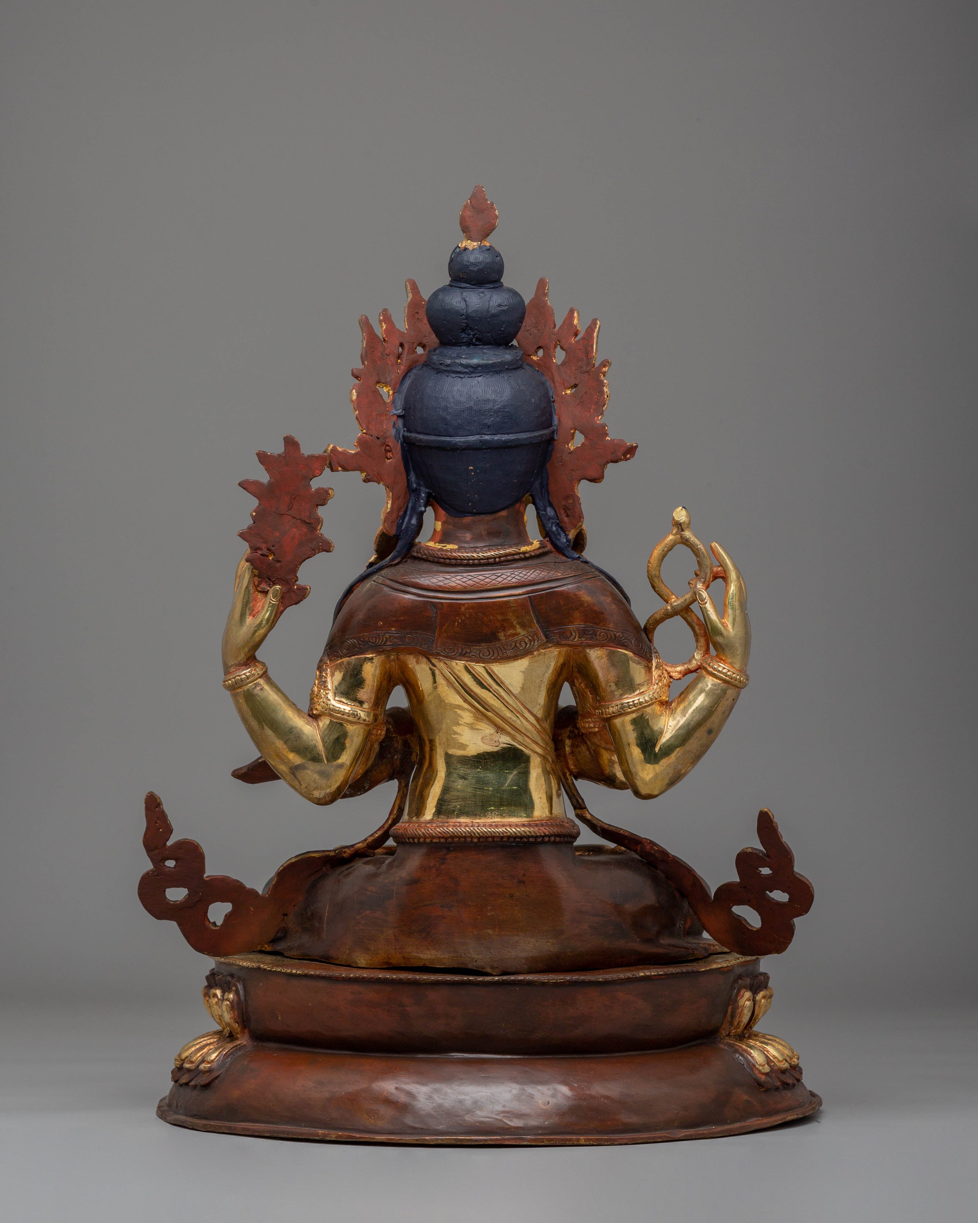 Chenrezig Meditation Statue | 24K Gold Gilded Avalokiteshvara Buddhist Sculpture