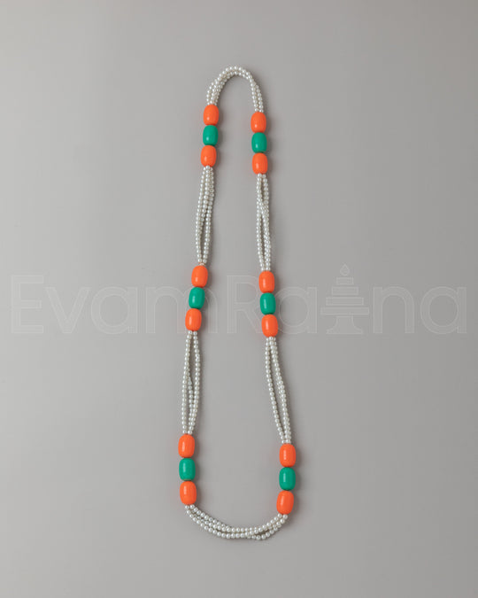 Traditional Bead Necklace | Coral Turquoise and Resin Pearl Jewelry