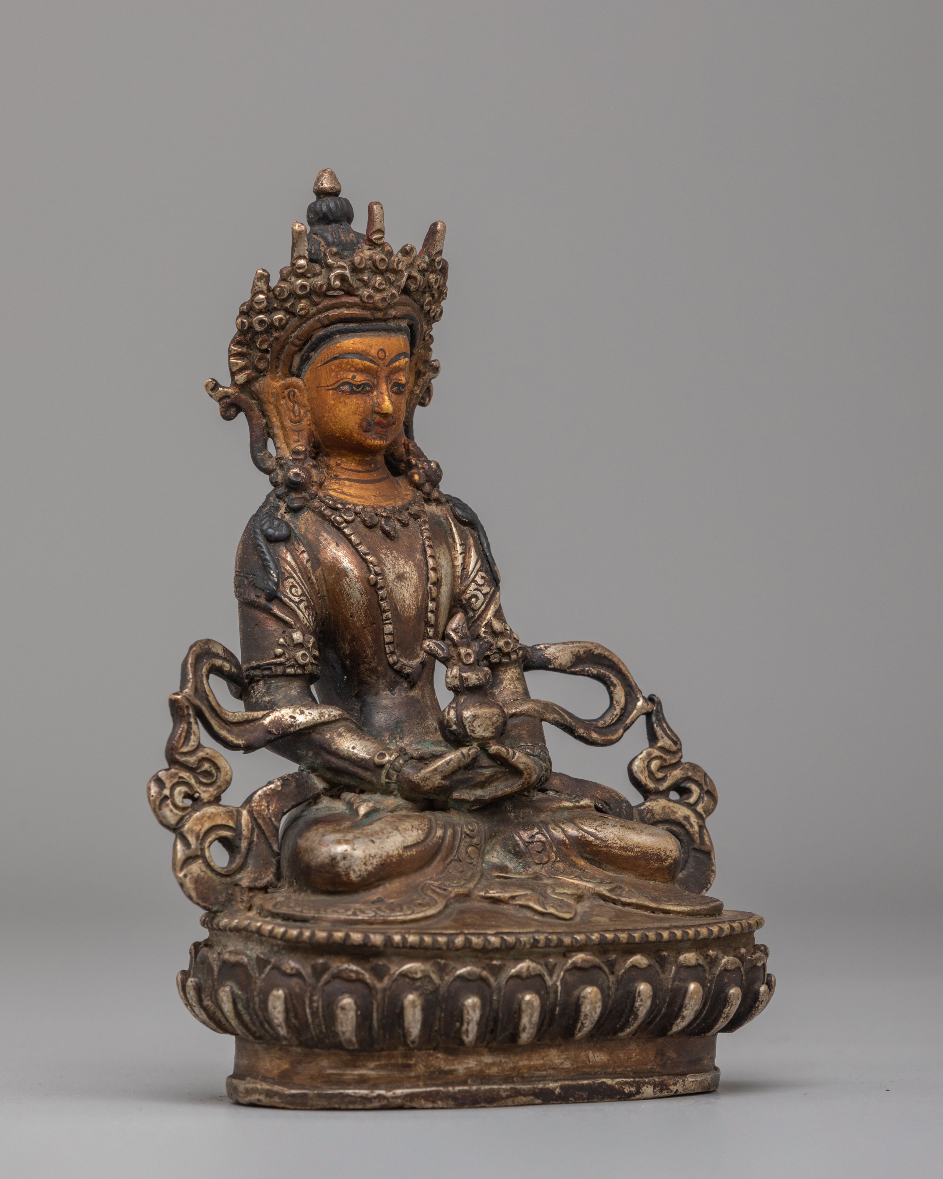 Amitayus Sculpture for Longevity | Antique Finish Buddhist Statue