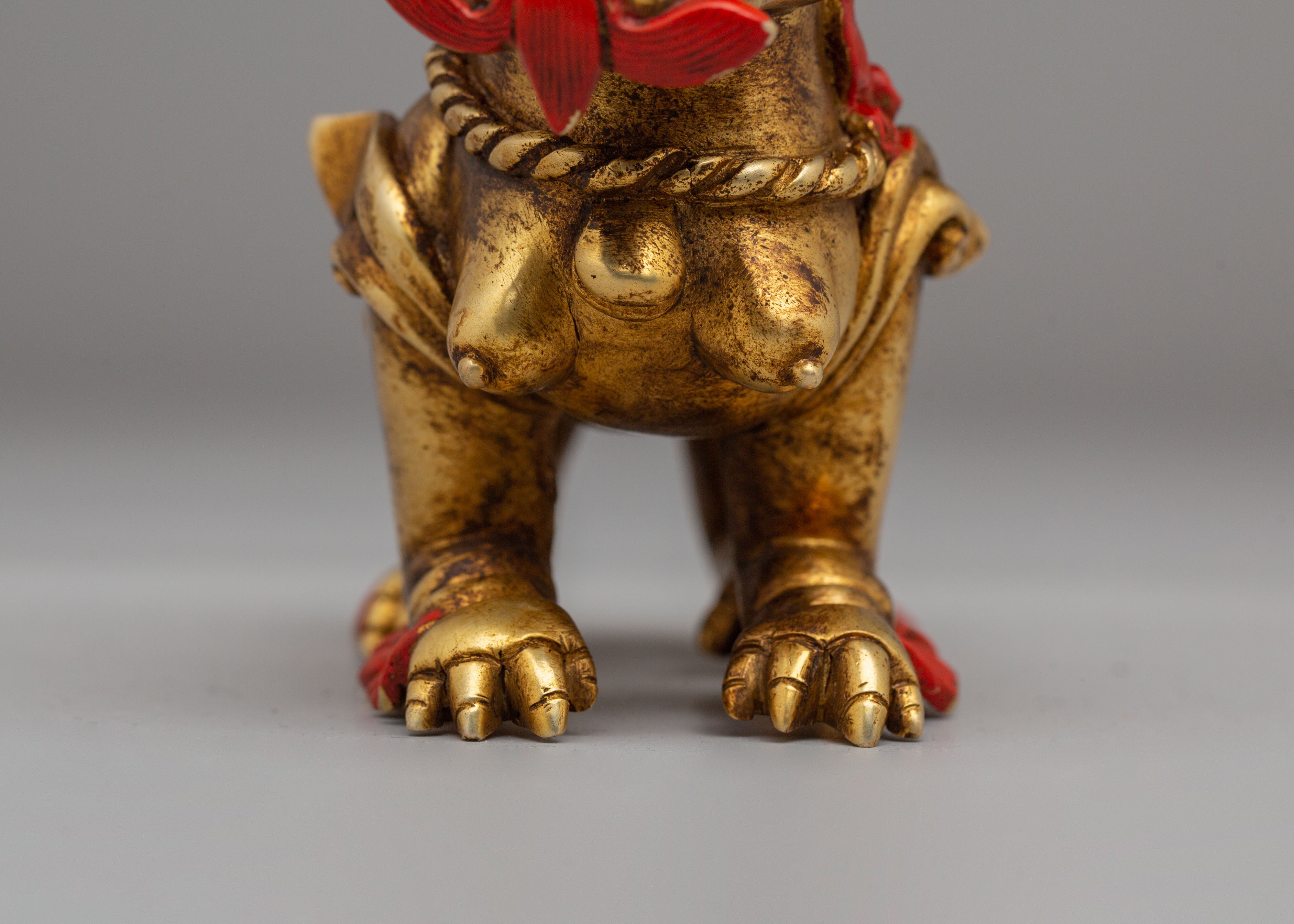 Traditional Decorative Lion Set | Handcrafted Copper Lion Figurines