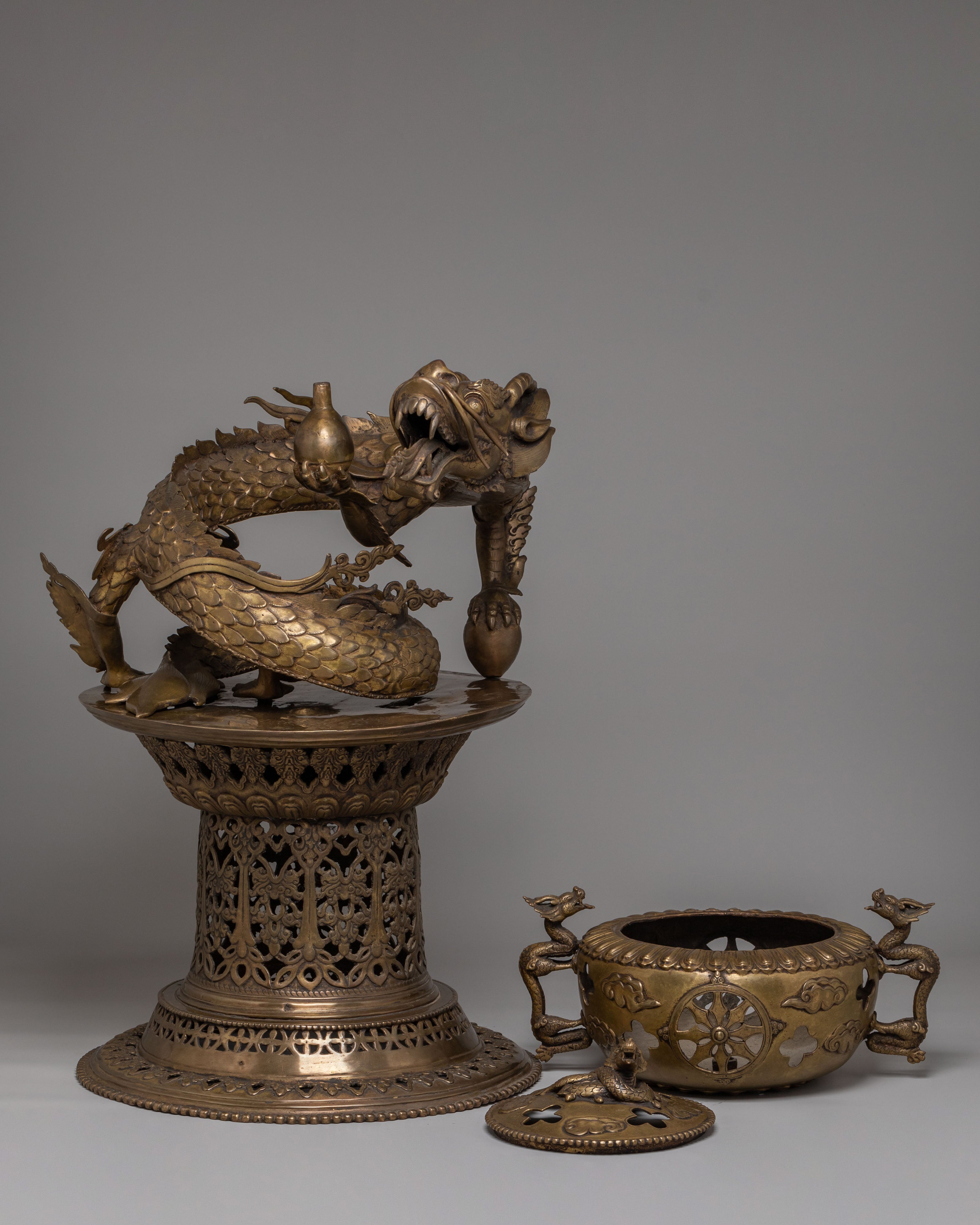 Dragon Incense Burner for Rituals | Traditional Buddhist Offering Pot