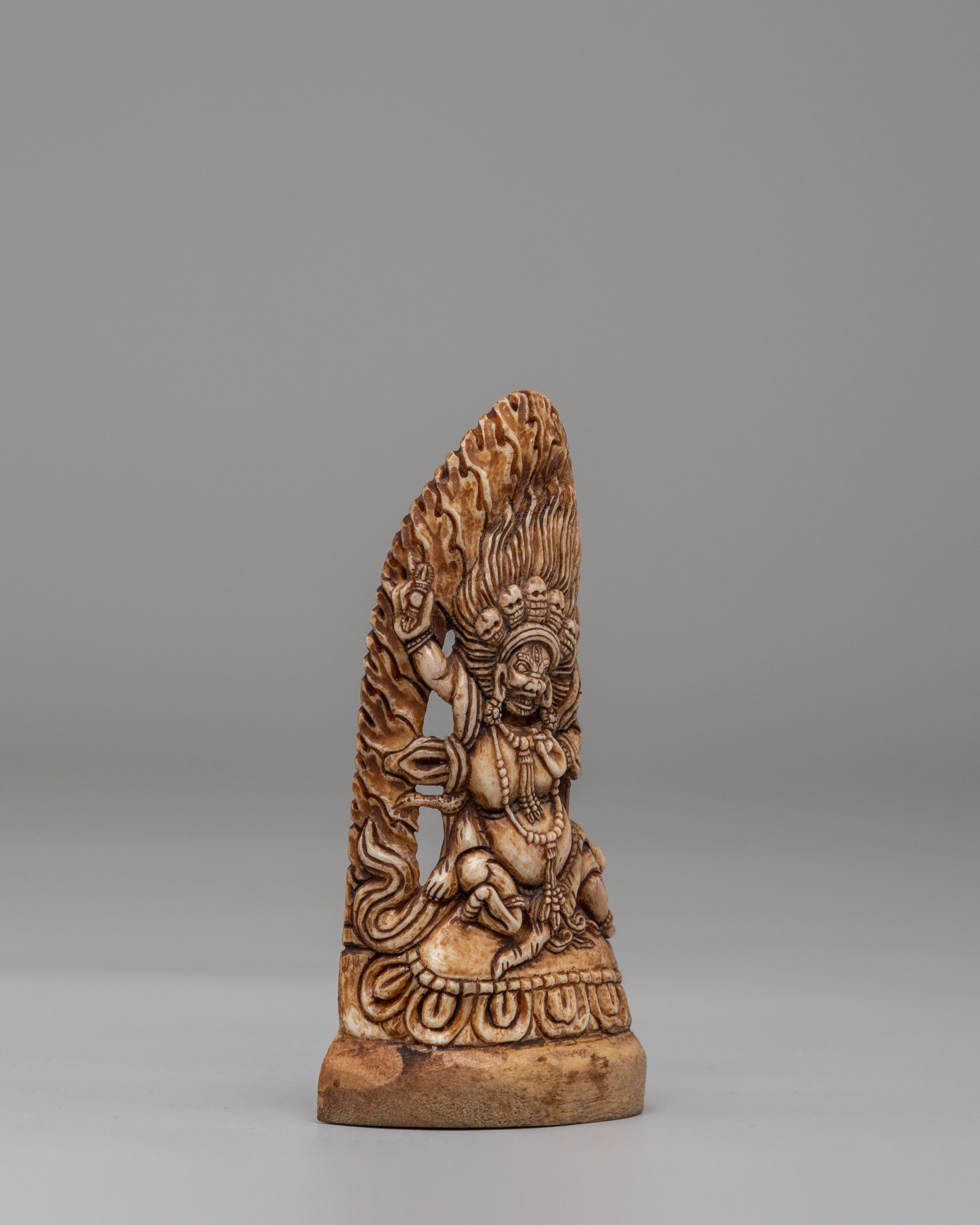 Traditional Mahakala Bone Statue | Tibetan Ritual Decor