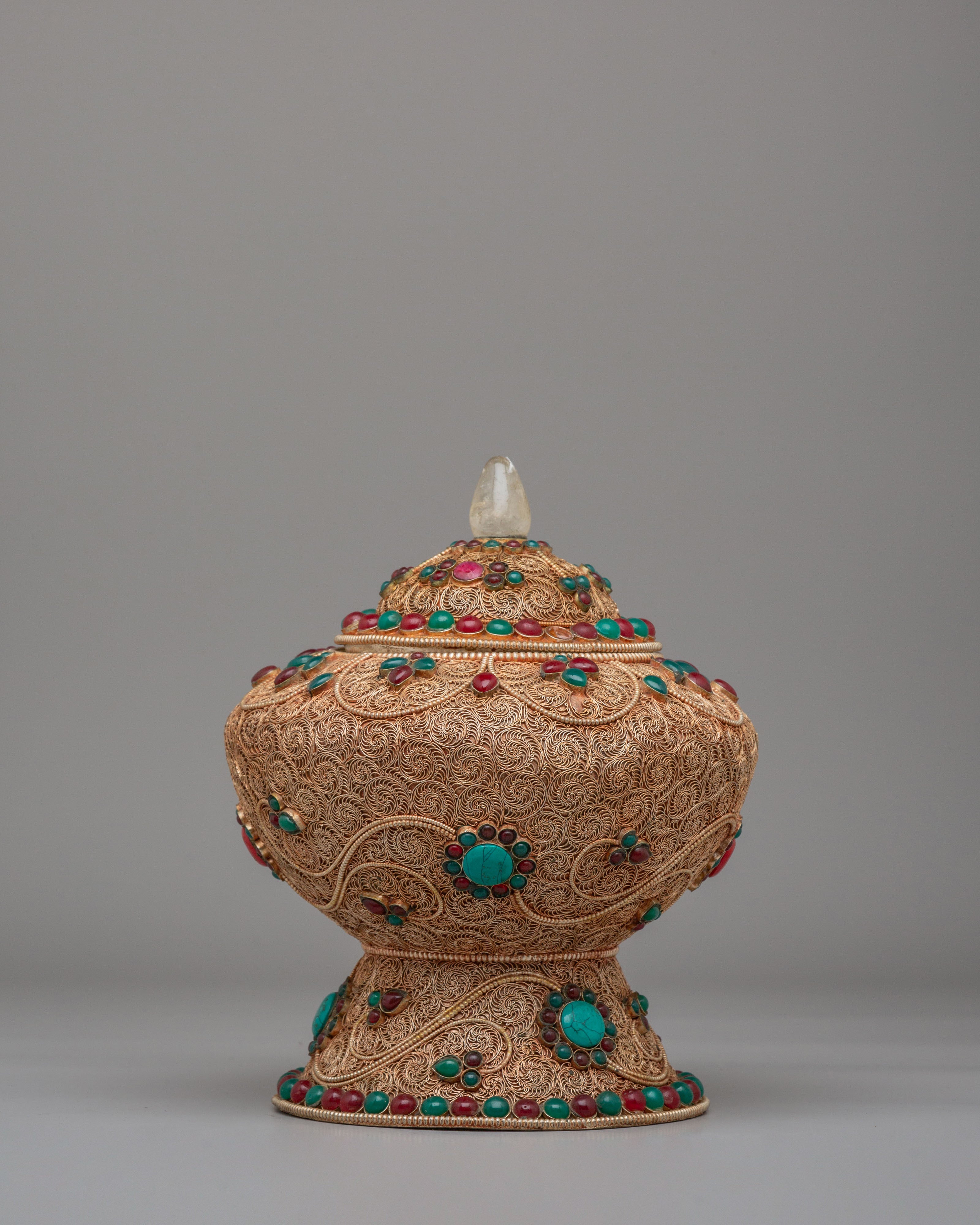 Tibetan Filigree Rice Pot | Handcrafted Ritual Vessel