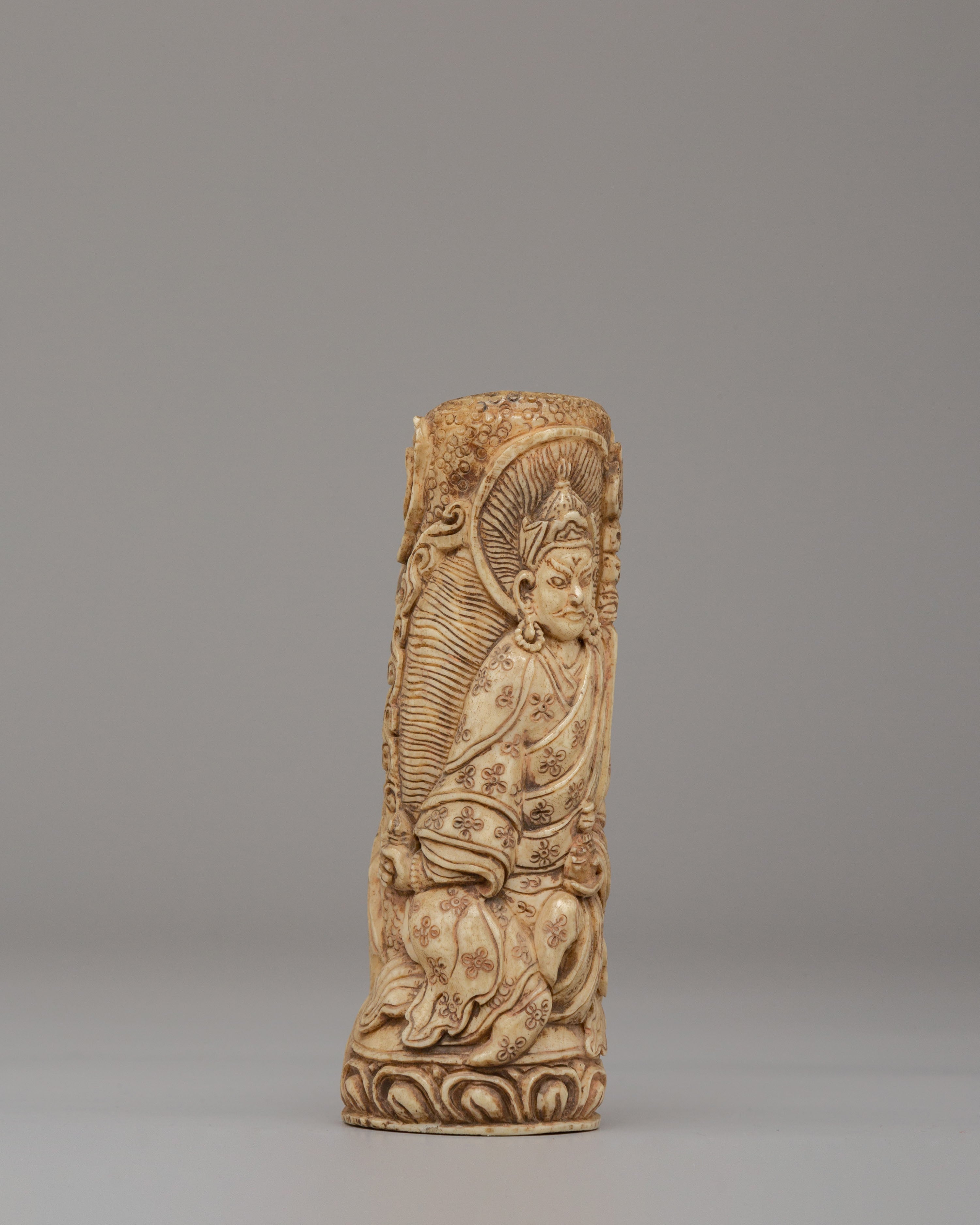 Traditional Guru Rinpoche Bone Sculpture | Spiritual Decor