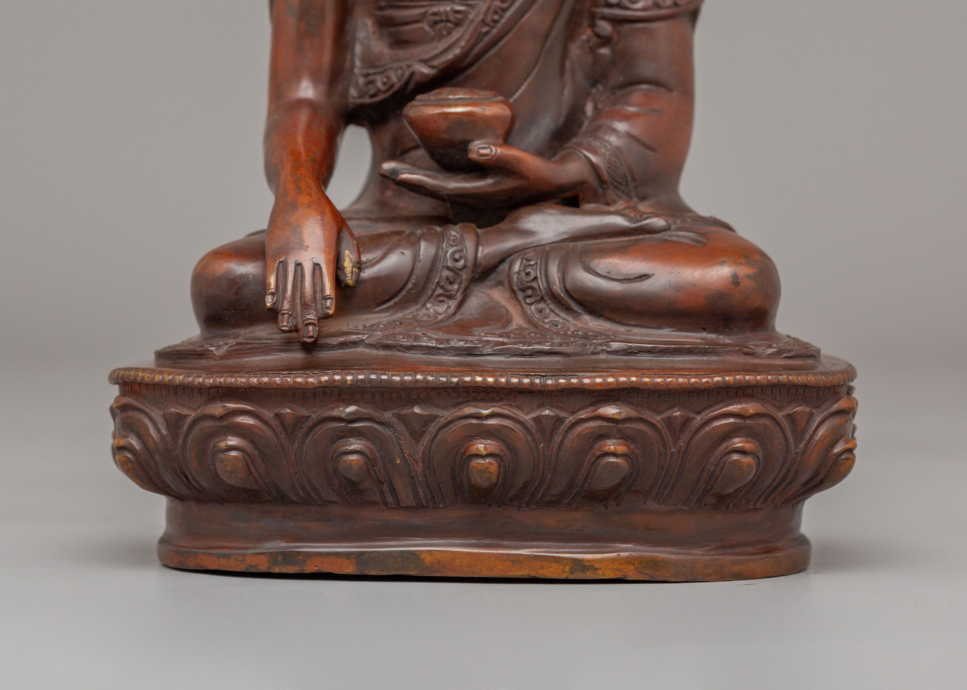Shakyamuni Buddha Statue for Shrine | Handcrafted Oxidized Copper Statue