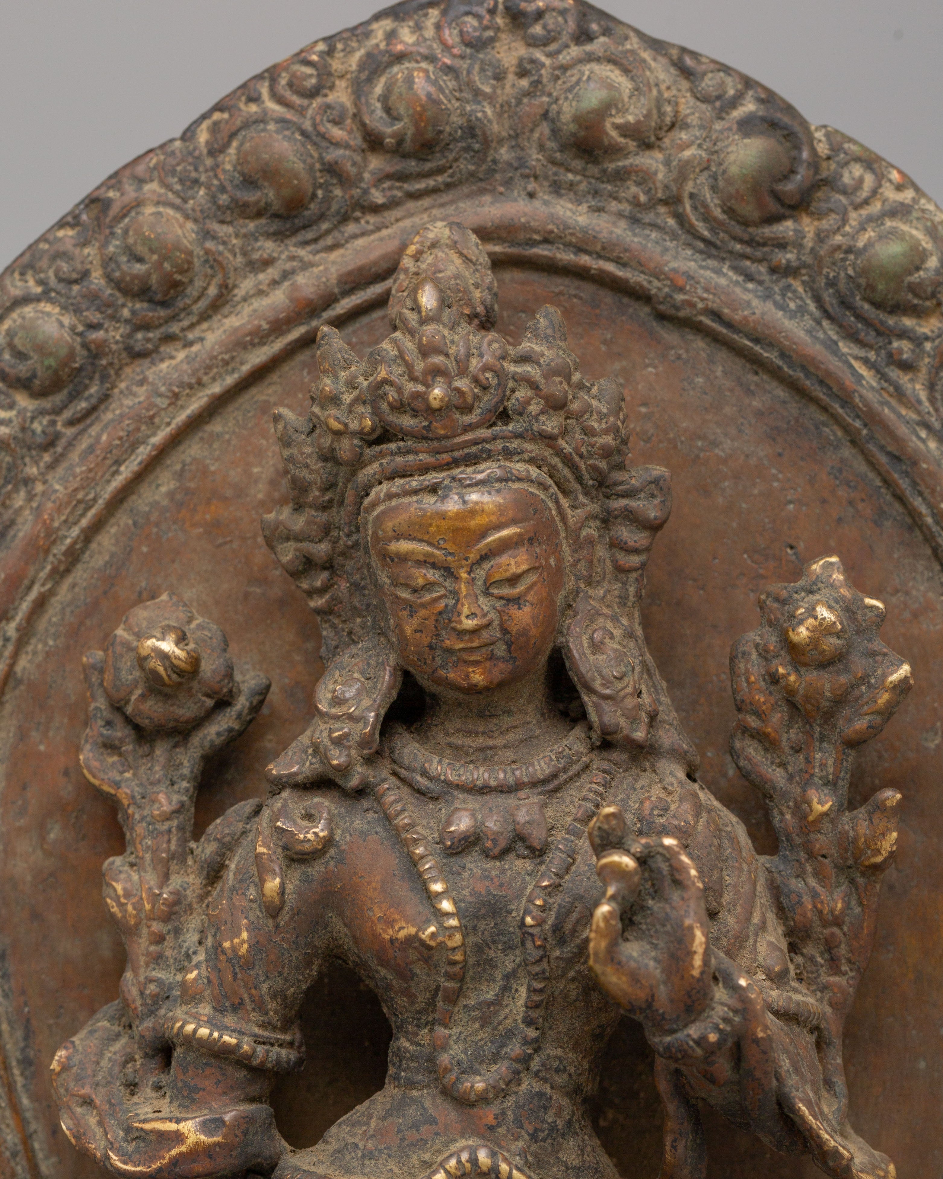 Himalayan Standing Deities Set | Antique Finished Copper Figurines