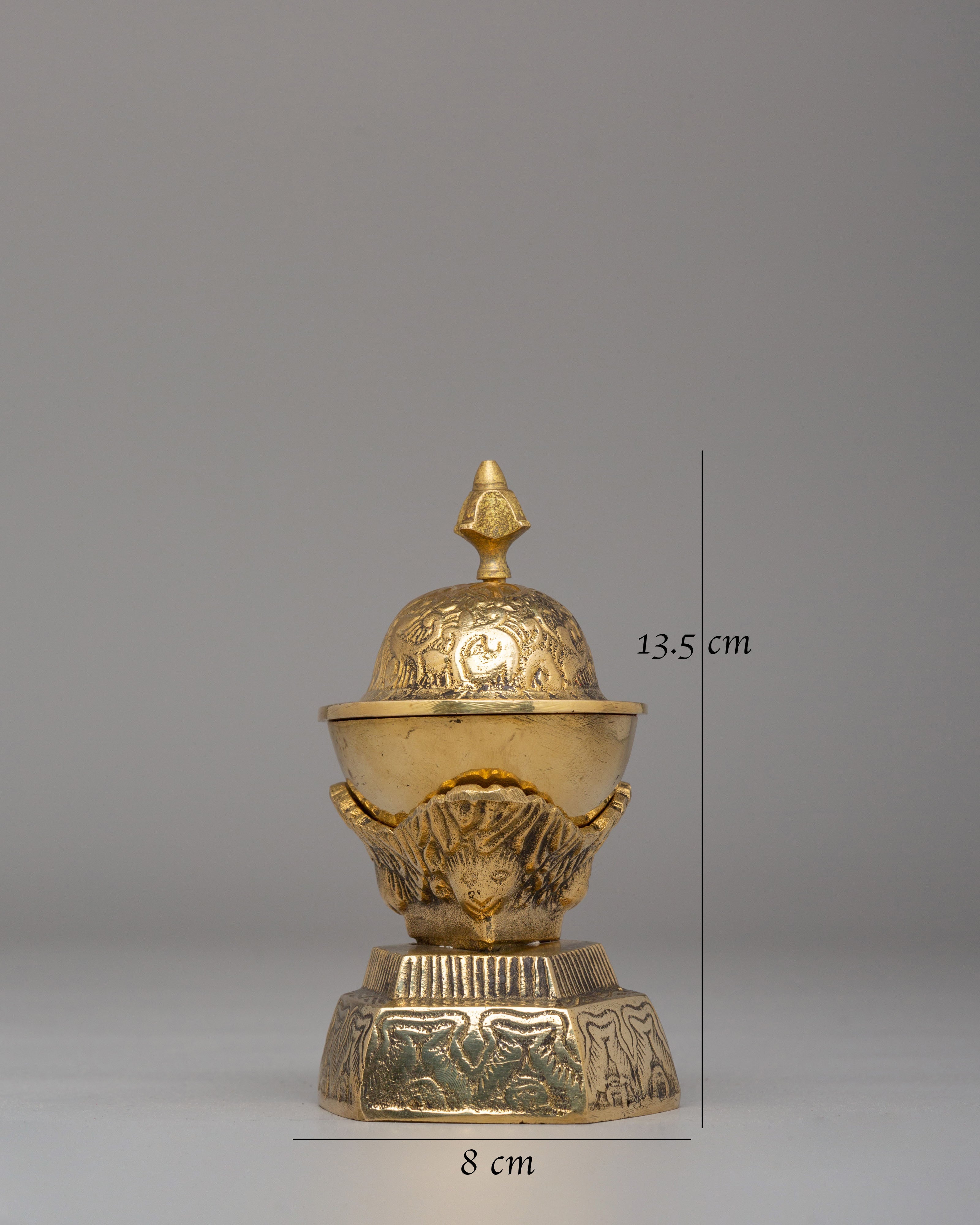 Himalayan Kapala Vessel | Brass Ritual Skull Cup for Puja