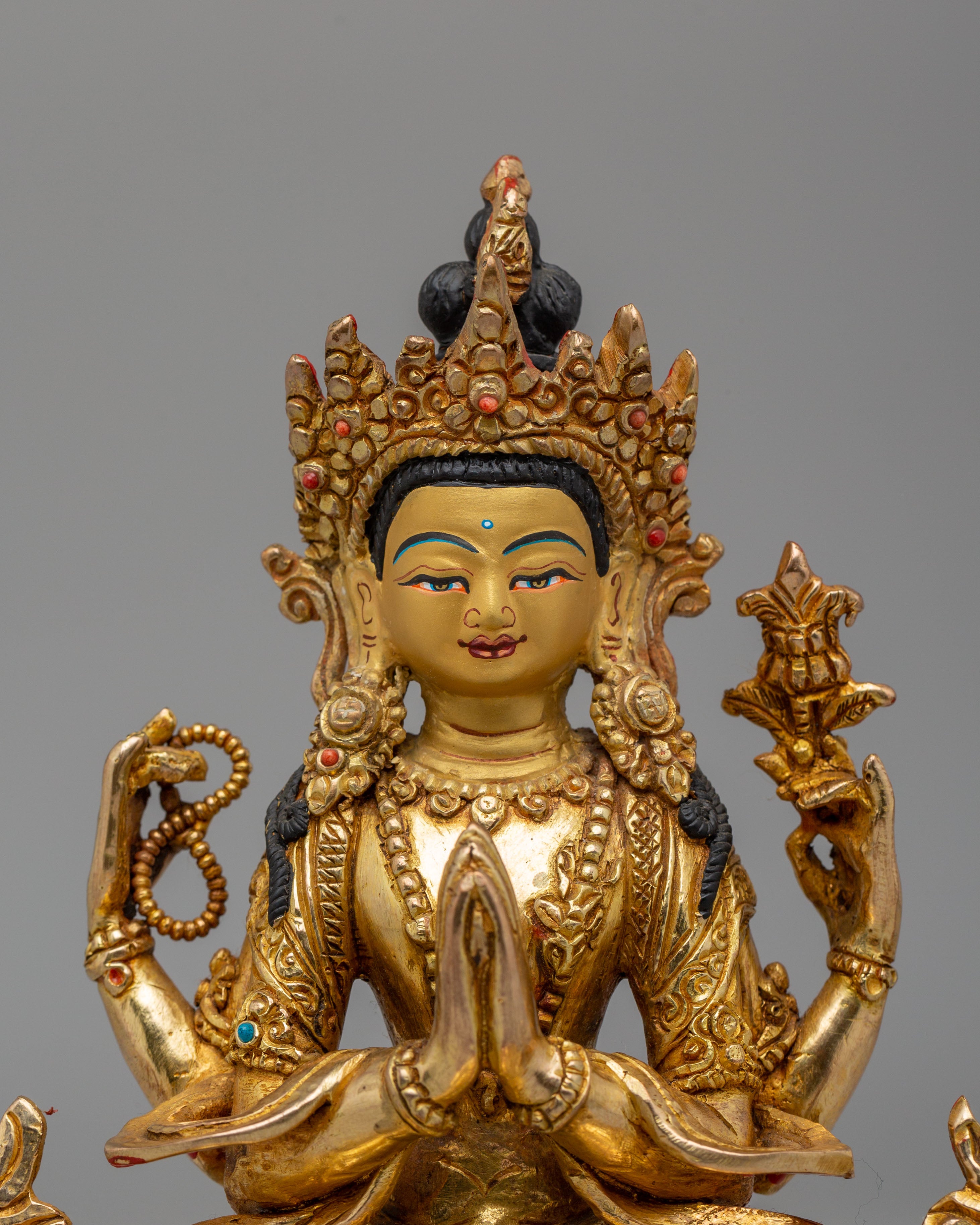 Handcrafted Chenrezig Statue | Tibetan Bodhisattva of Compassion Art