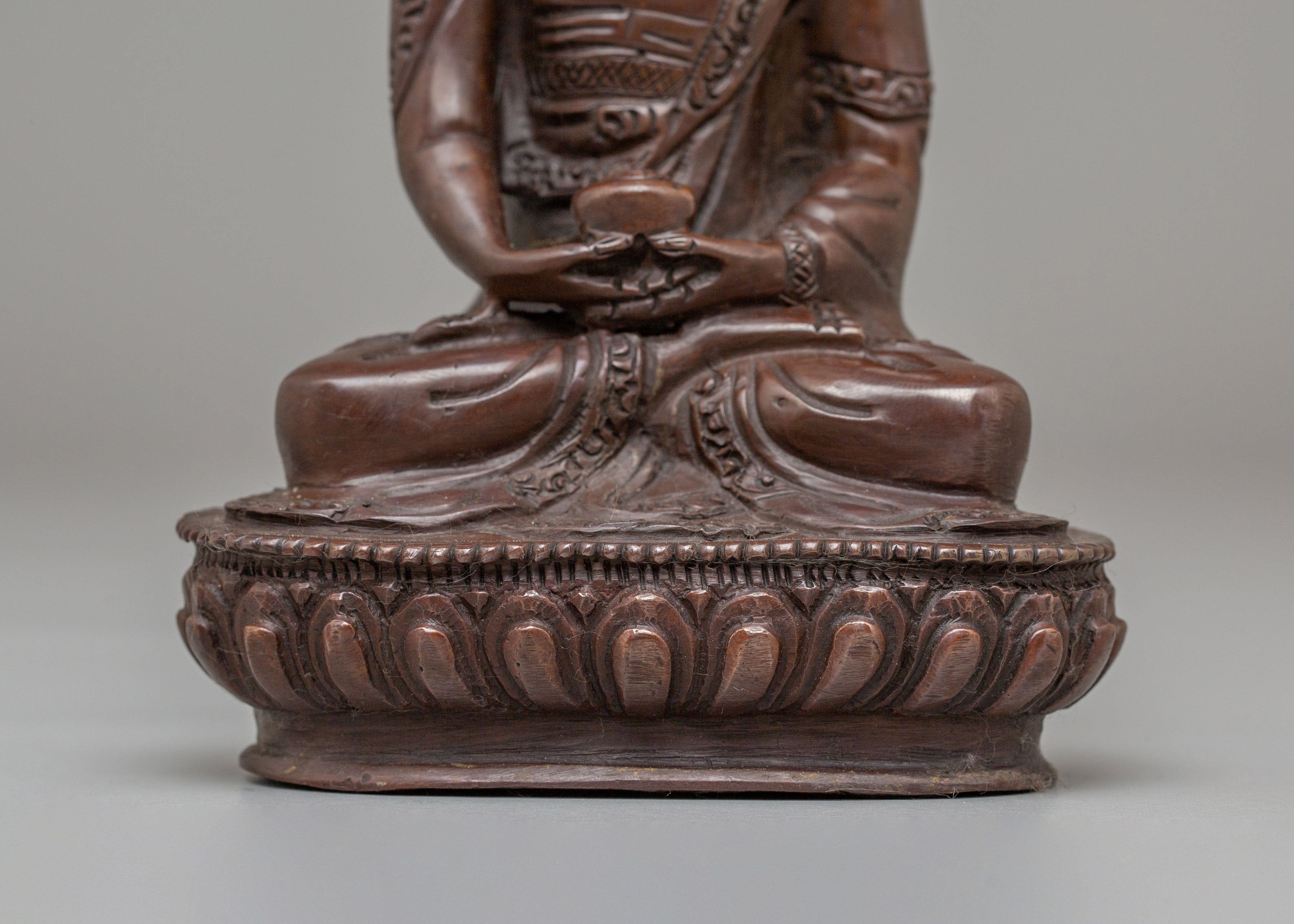Sacred Amitabha Buddha Altar Statue | Oxidized Copper Buddhist Sculpture