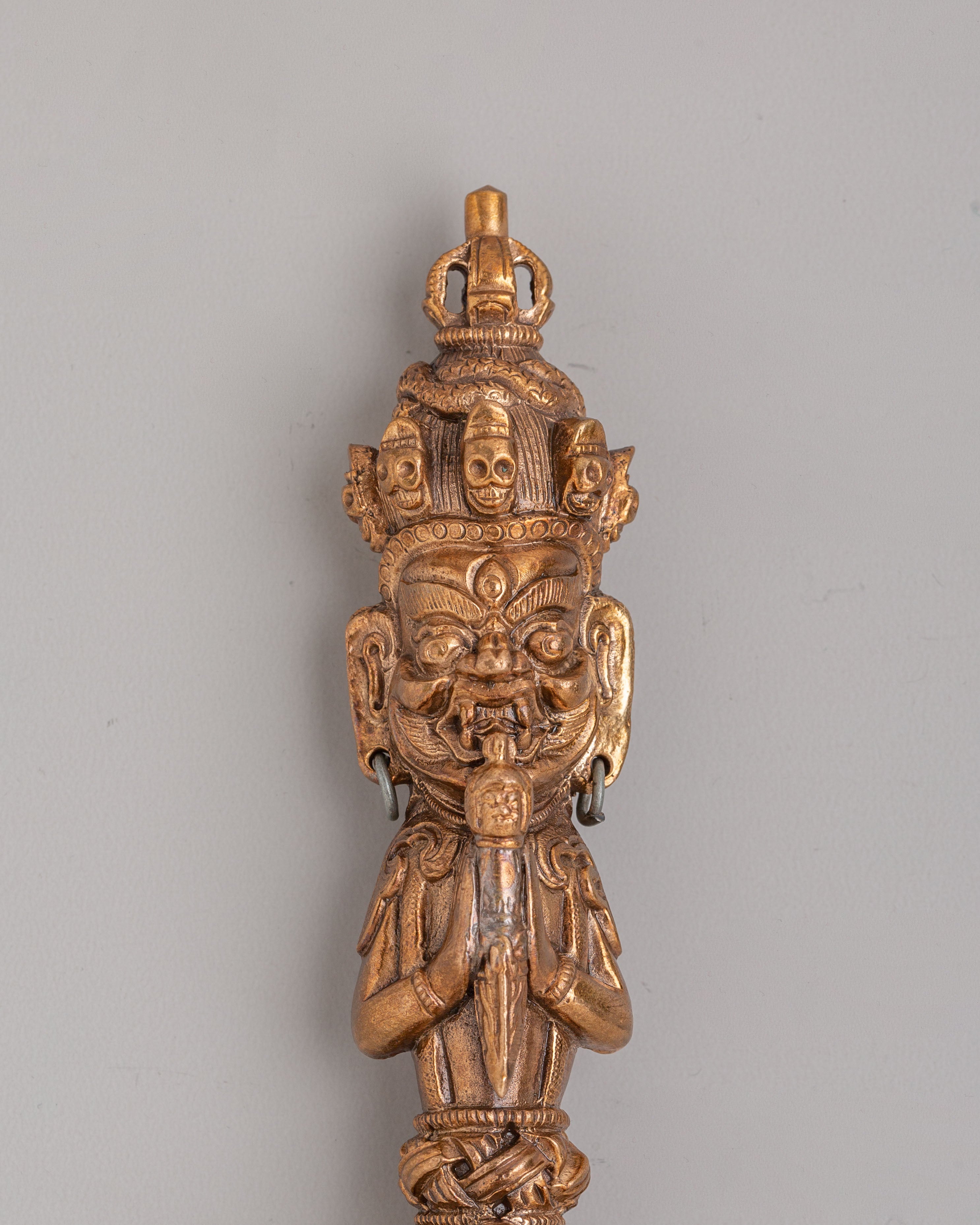 Himalayan Vajrakilaya Phurba Dagger | Iron Copper Vajrayana Ritual Tool
