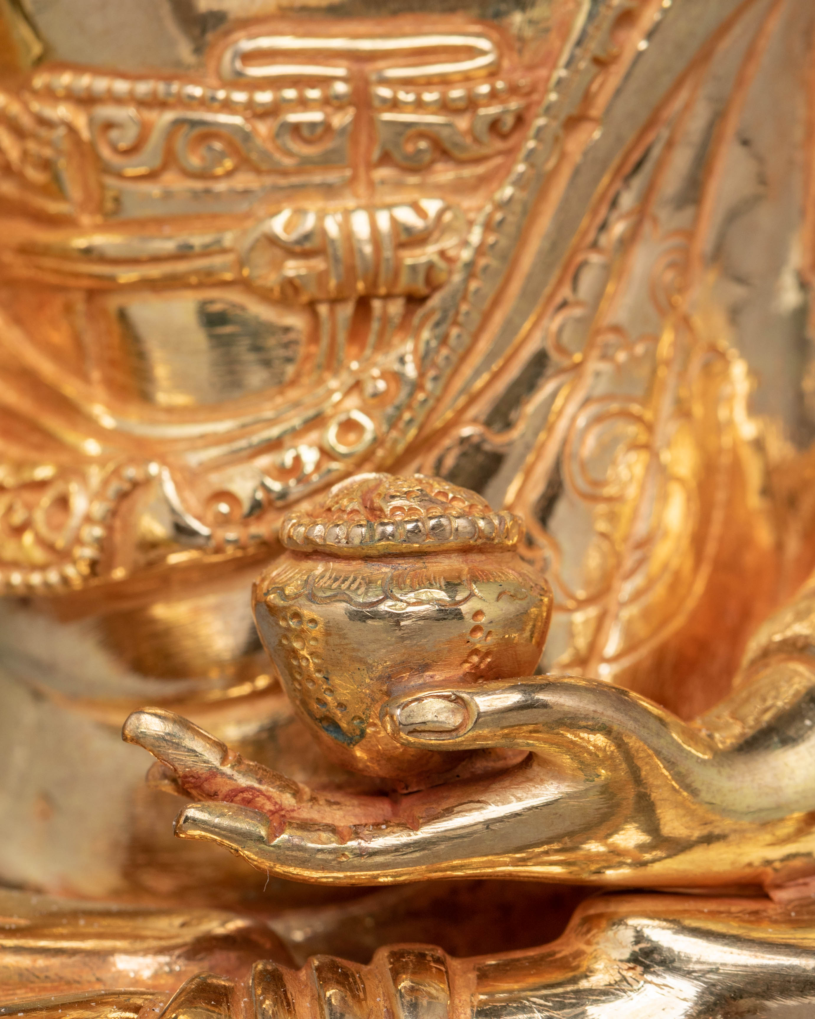 Shakyamuni Buddha Copper Statue for Decor | 24K Gold Plated Tibetan Art