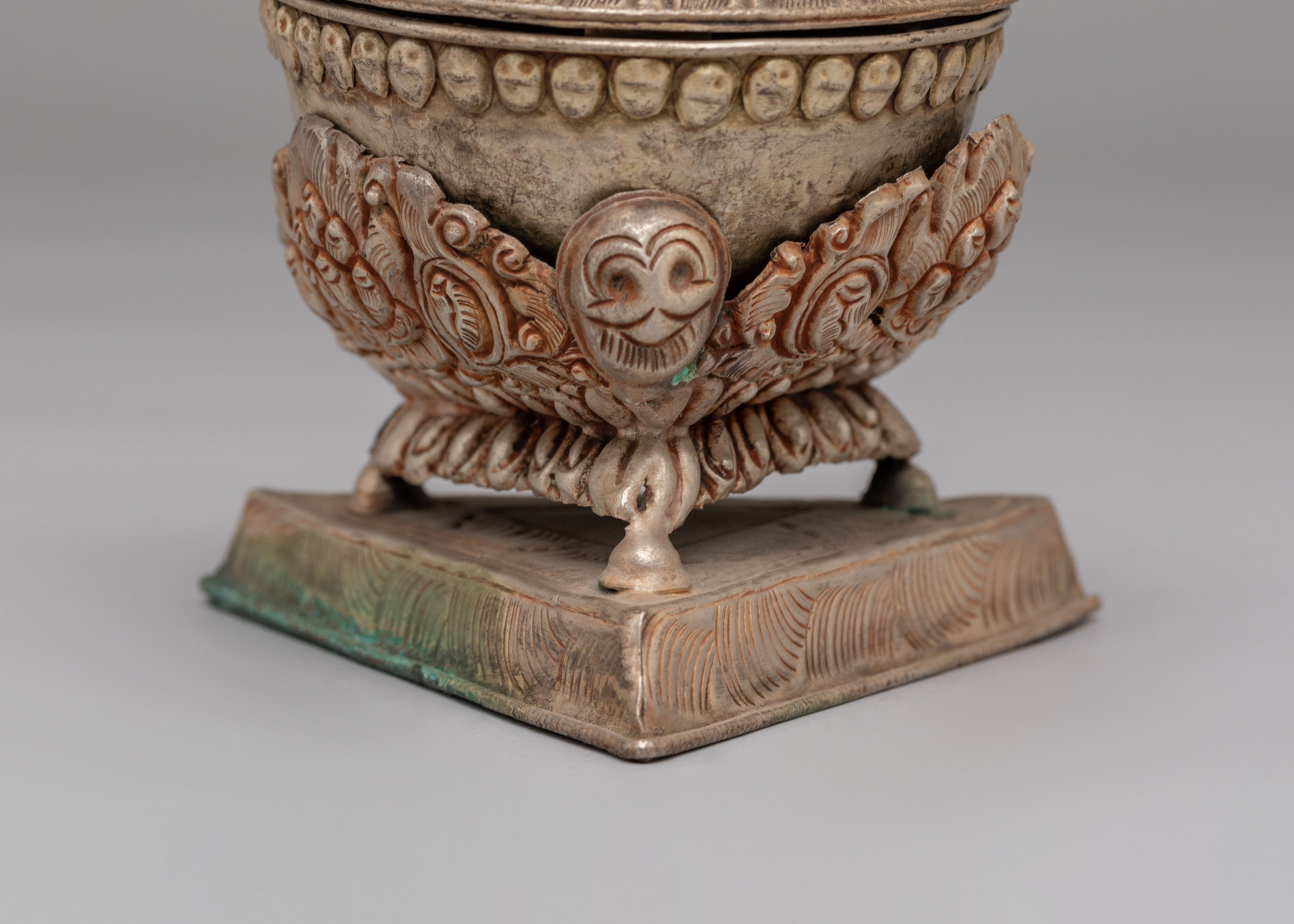 Kapala Vessel for Sacred Offerings | Silver Plated Ritual Bowl