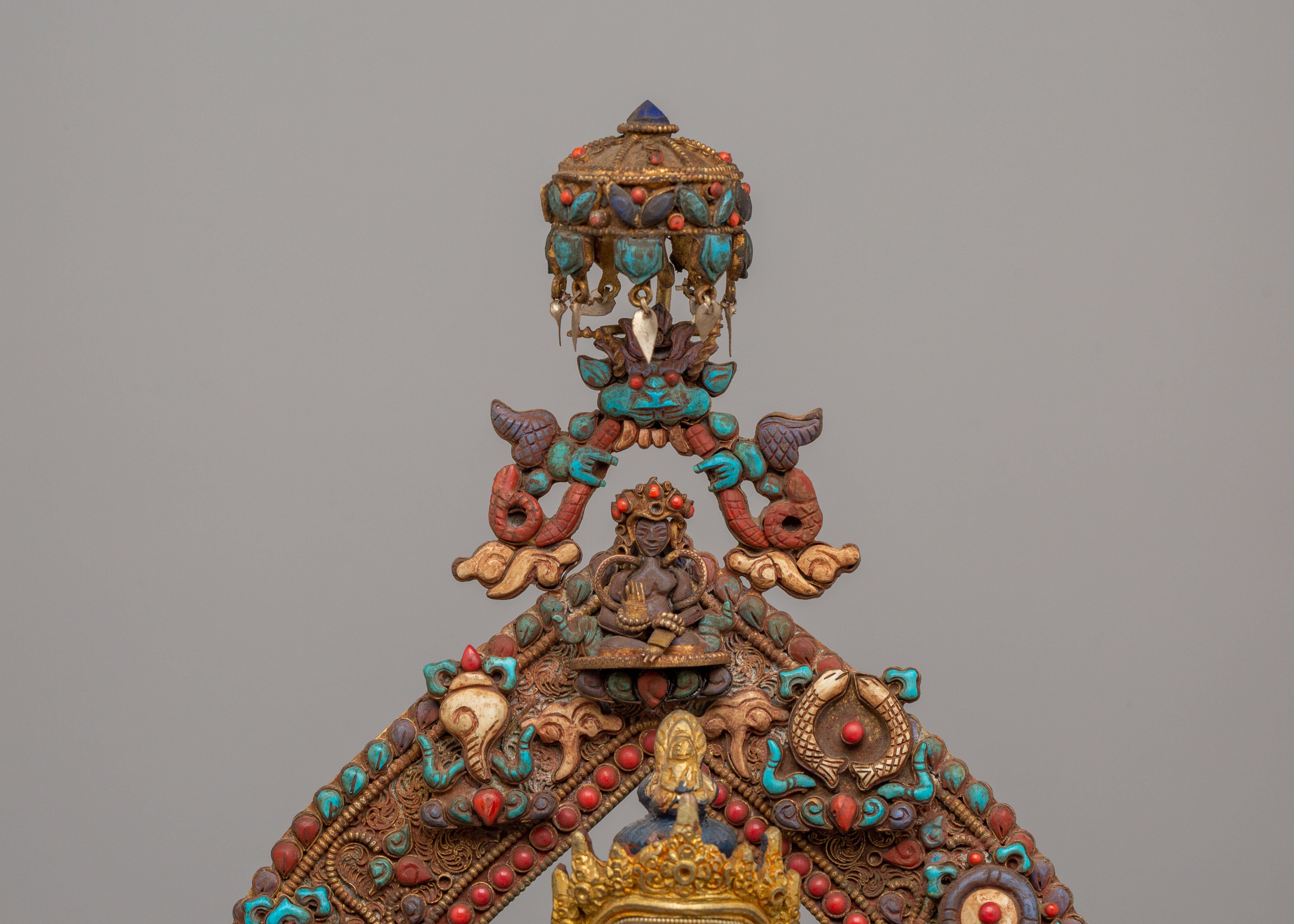 Handmade Chenrezig Statue on Throne | Tibetan Bodhisattva Statue