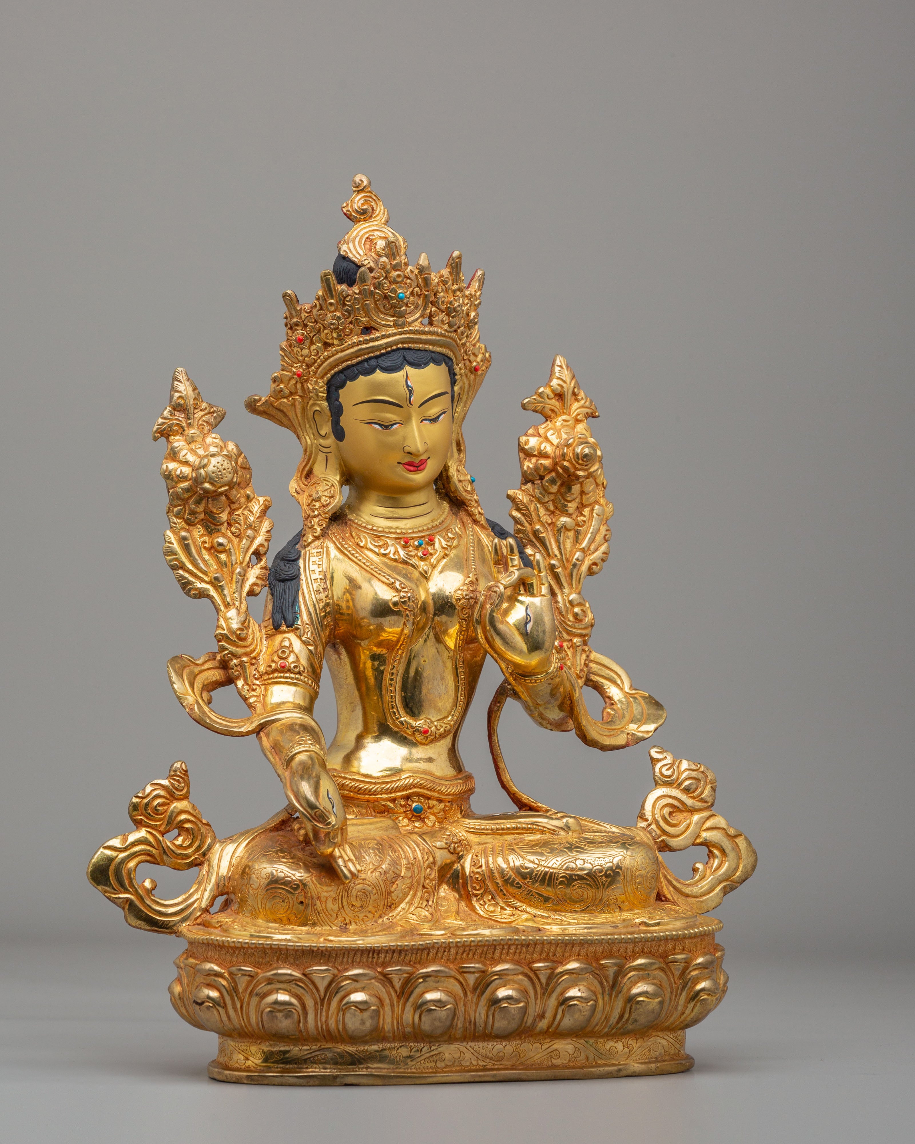 Handmade White Tara Spiritual Sculpture | Meditation and Altar Figure