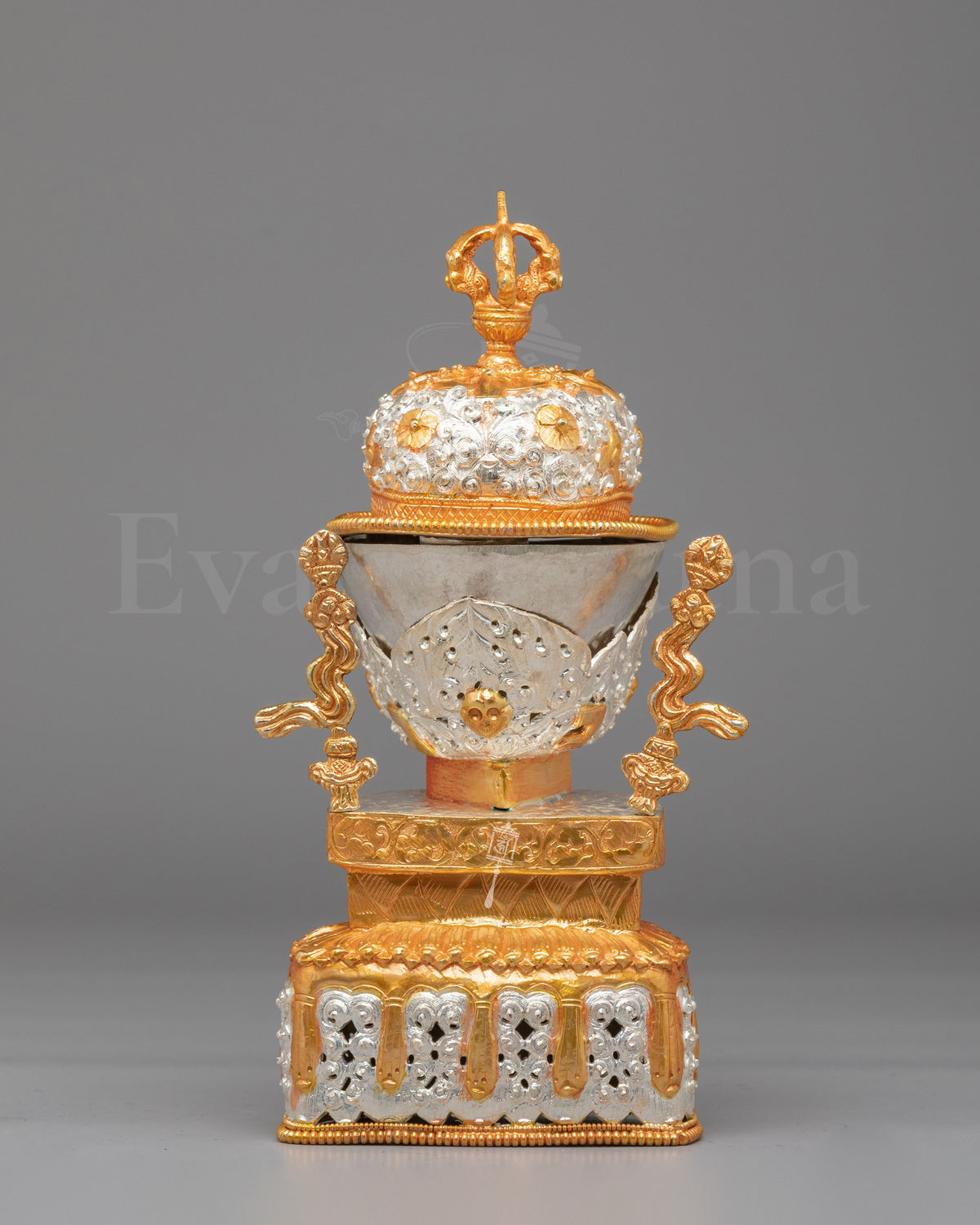 Buddhist Ritual Kapala Set | Gold and Silver Plated Vessels