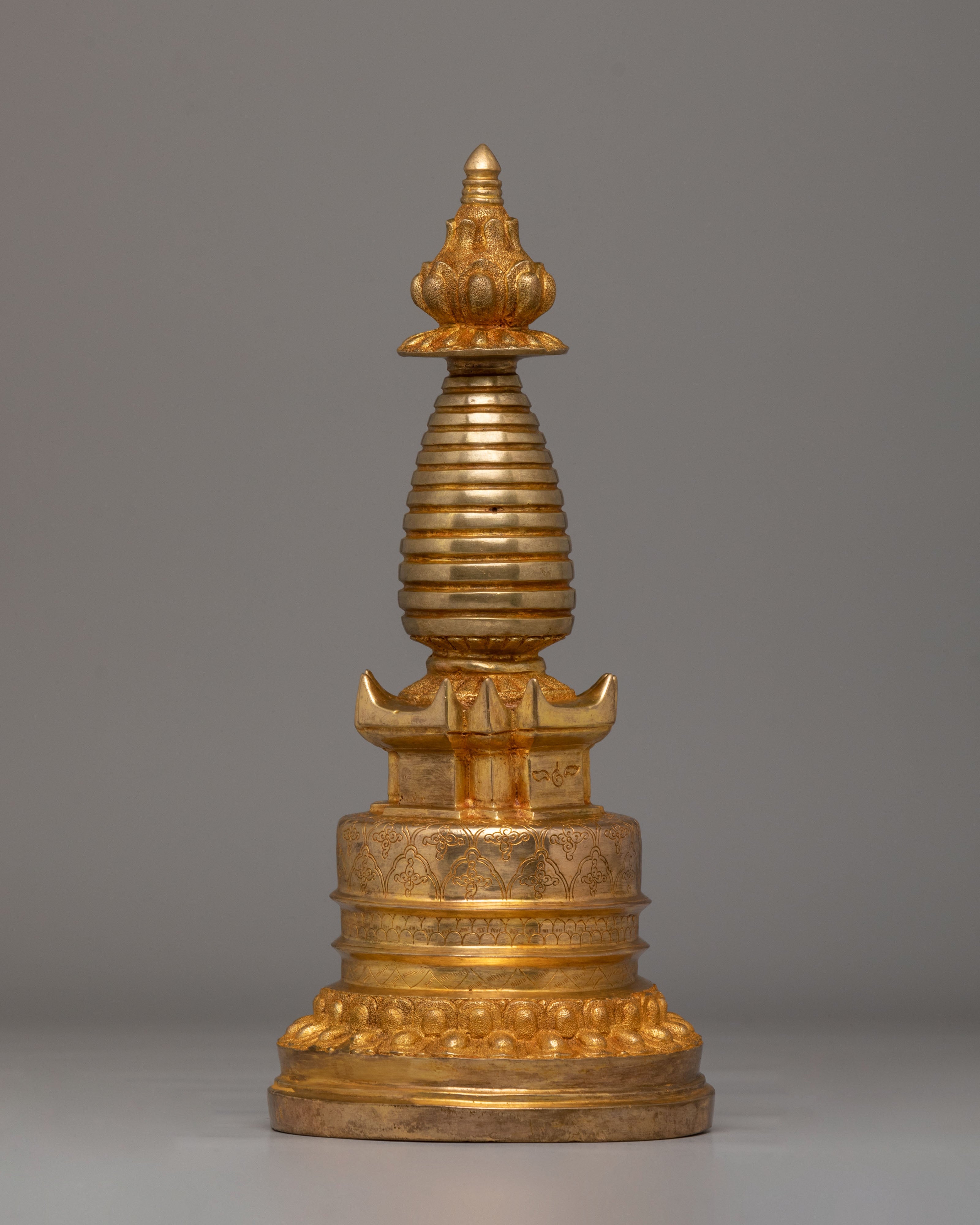 Sacred Ritual Kadampa Stupa | Gold Plated Copper Stupa for Altar