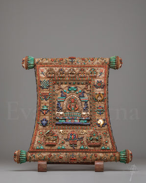 Buddhist Long Life Buddha Metal Thangka 