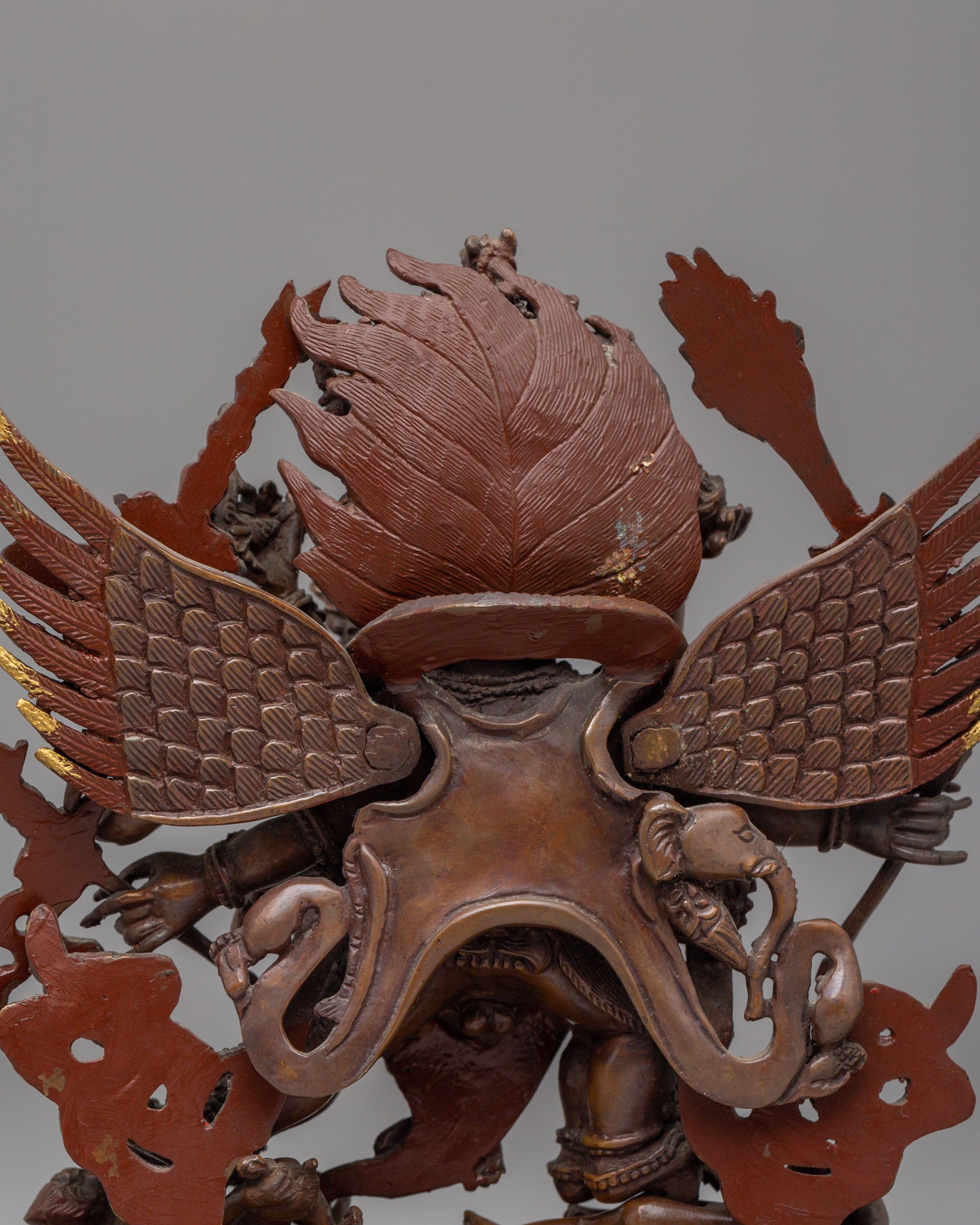 Handcrafted Hayagriva Statue | Traditional Oxidized Copper Artwork