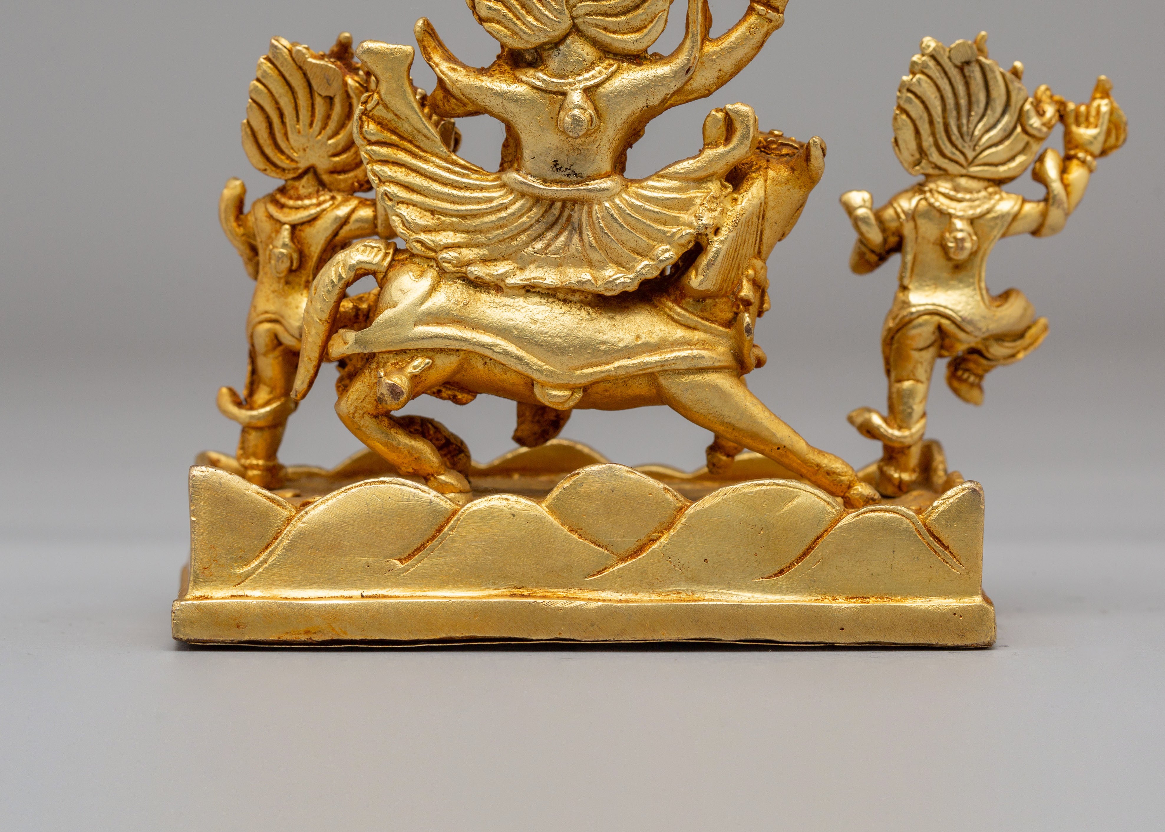 Tibetan Palden Lhamo Statue | Handcrafted Gold Plated Copper Art