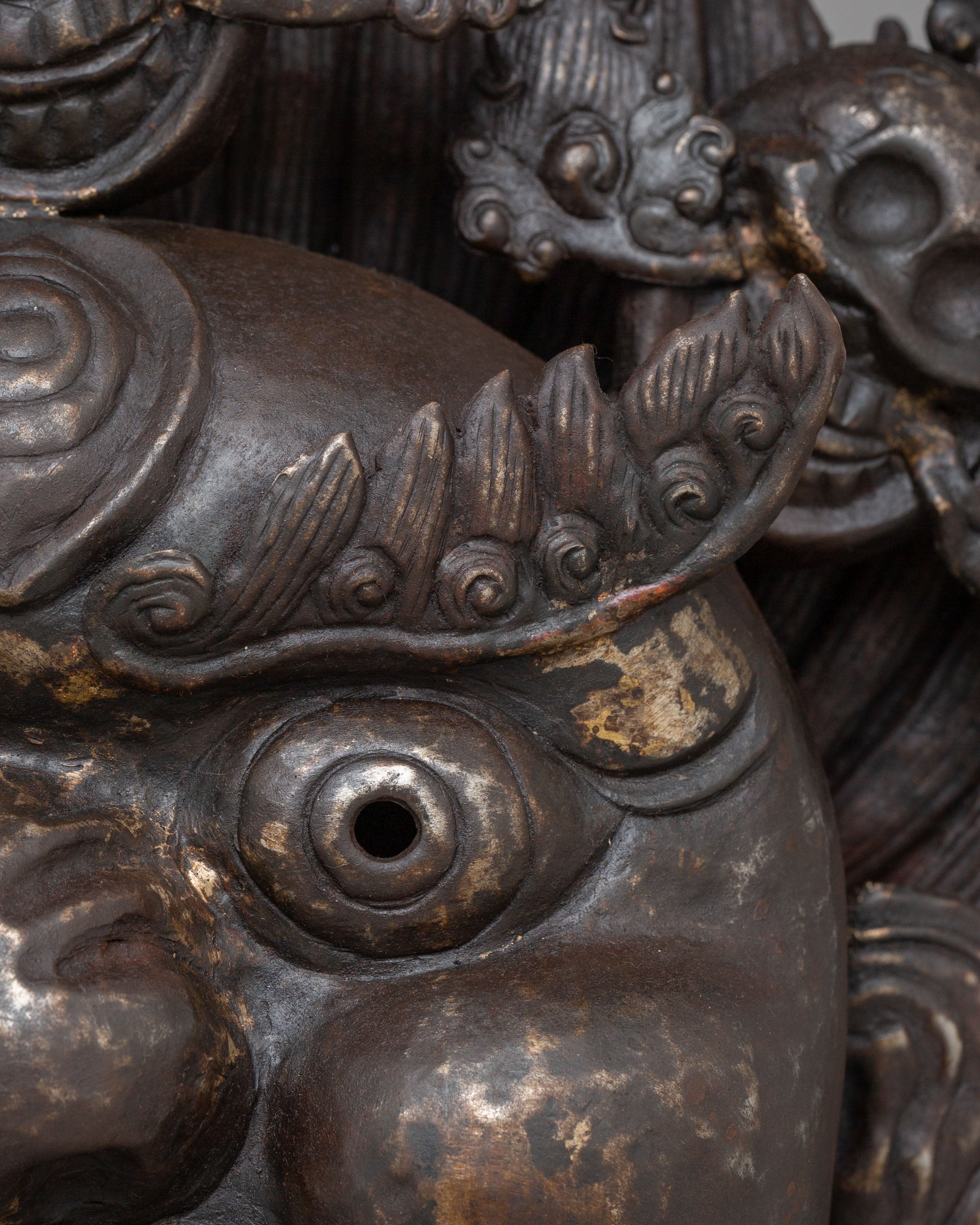 Traditional Bhairava Face Sculpture | Tibetan Wrathful Deity Altar Decor