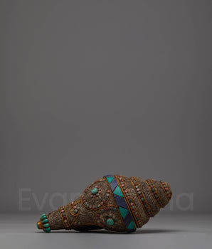 Tibetan Conch Shell with semi precious stones