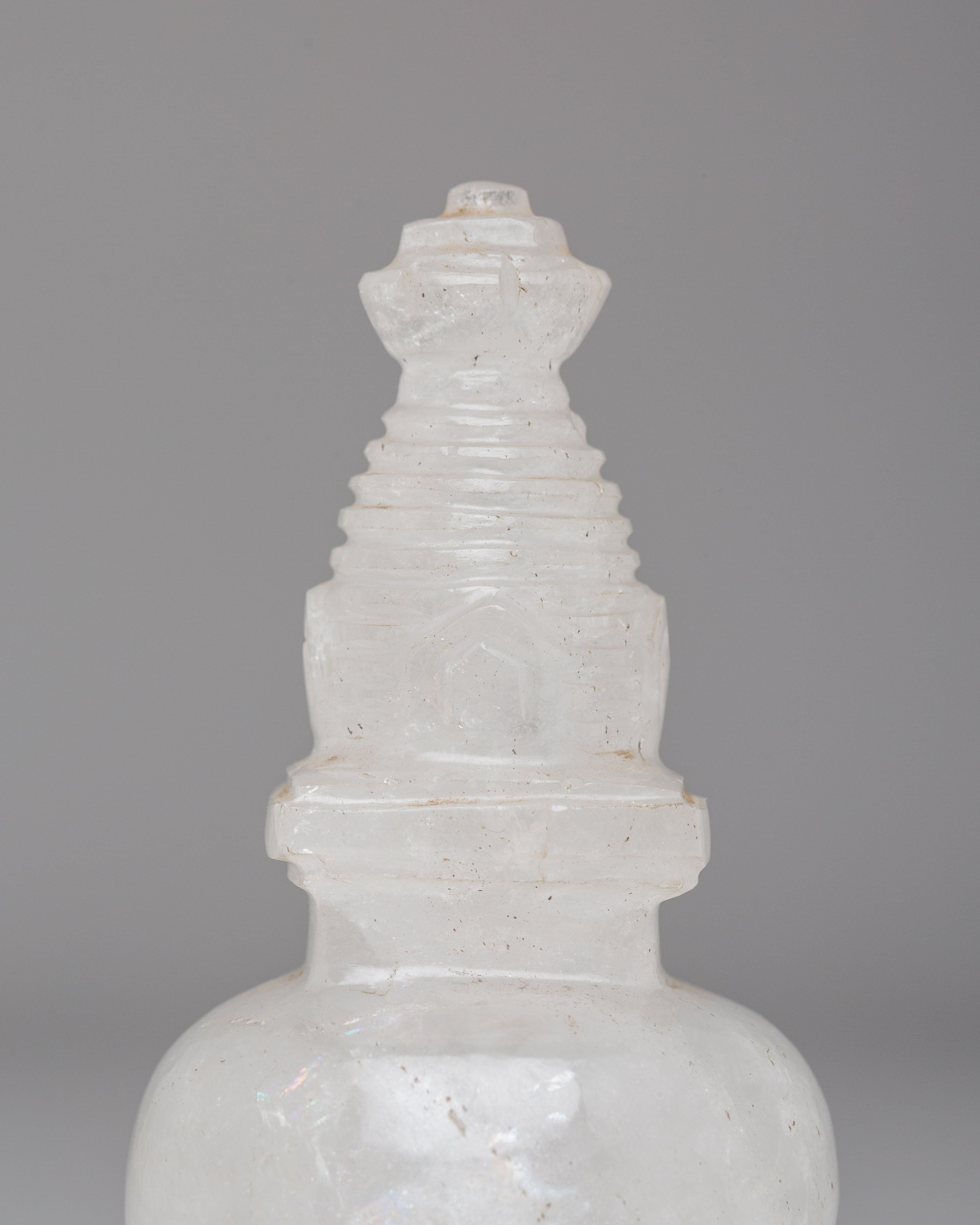 Handcrafted Crystal Stupa | Buddhist Ritual Sculpture for Meditation and Altar Decor
