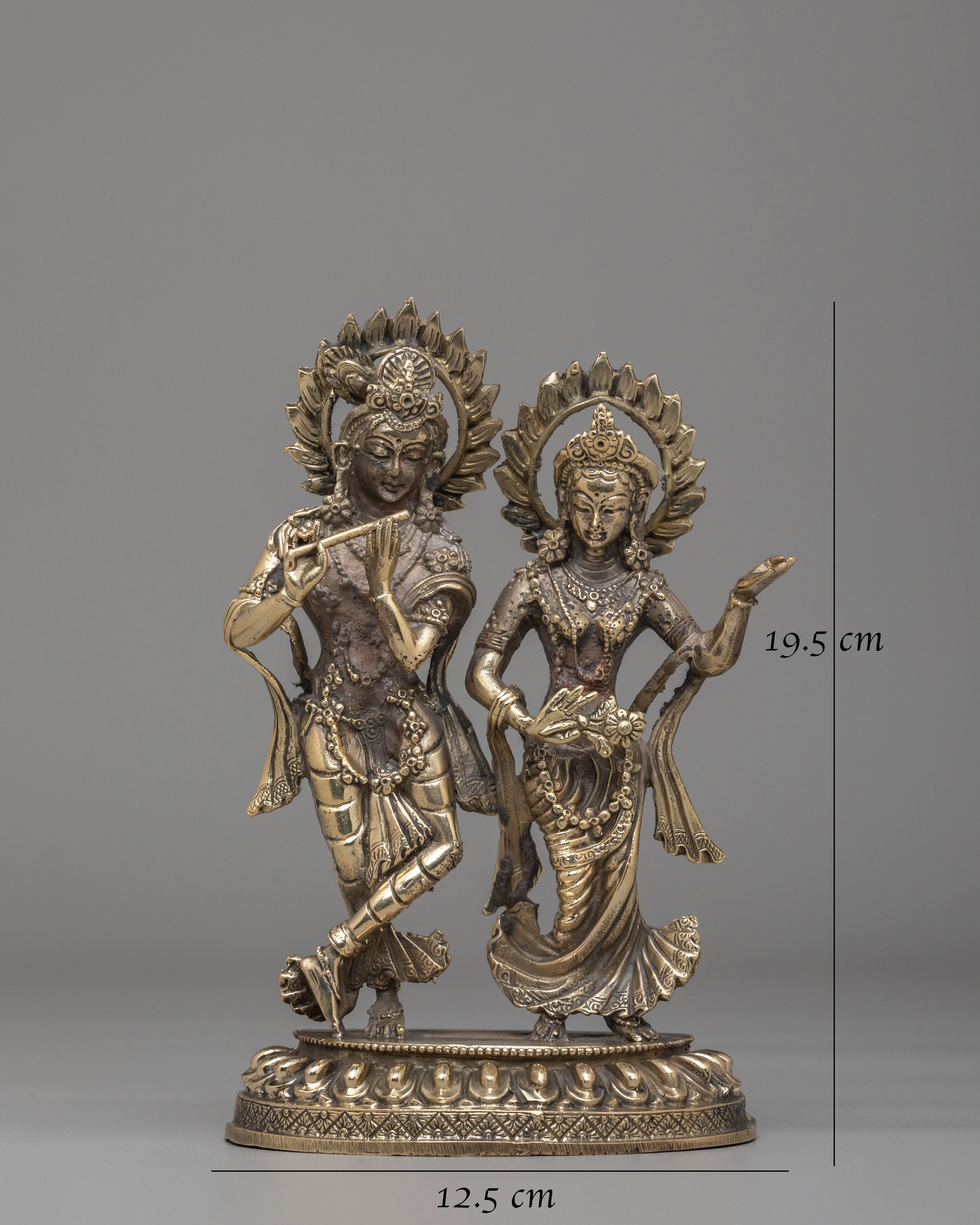 Spiritual Krishna And Radha Statue | Brass Hindu Deity Sculpture