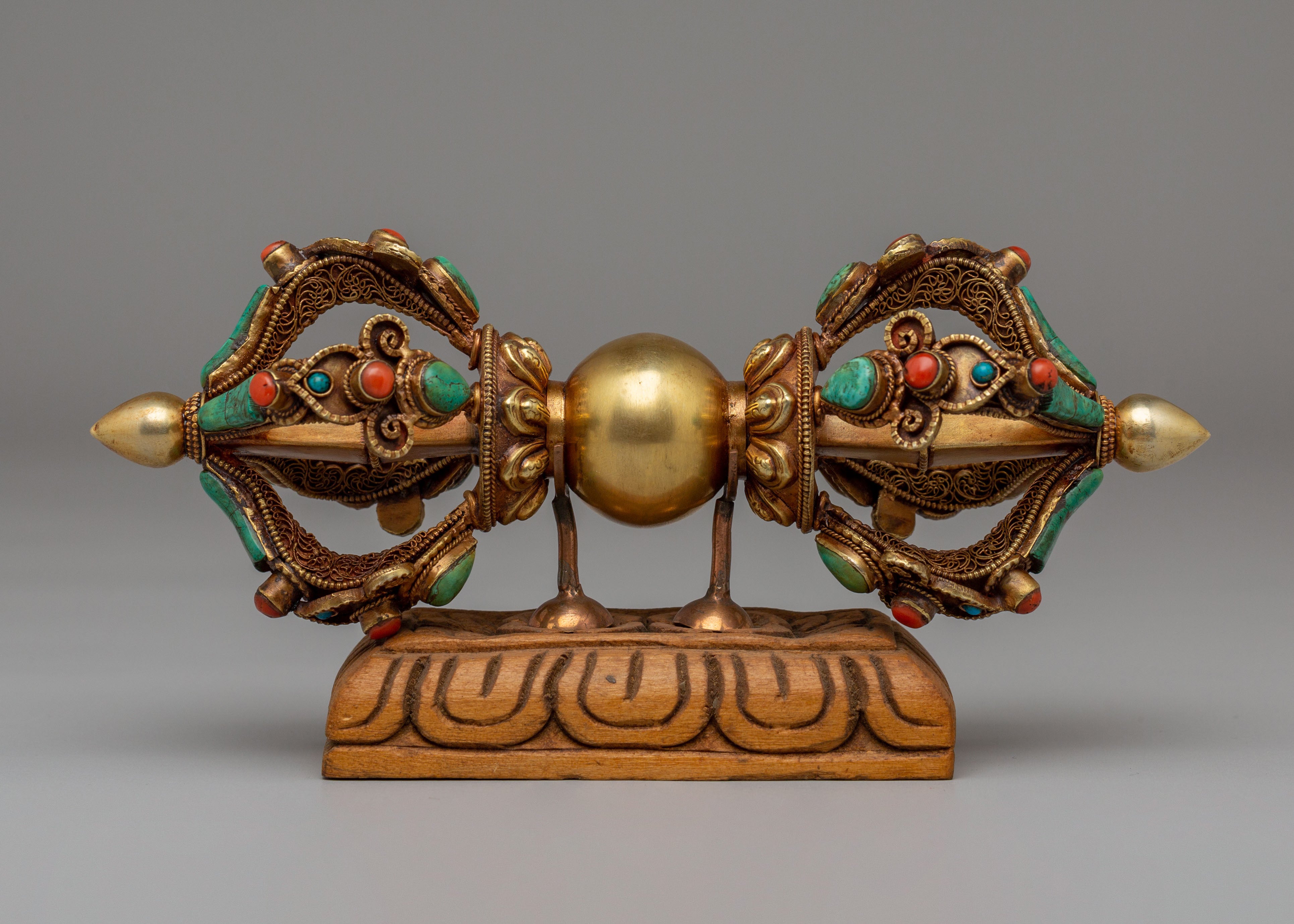 Handmade Buddhist Vajra With Stand | Tibetan Thunderbolt Dorje