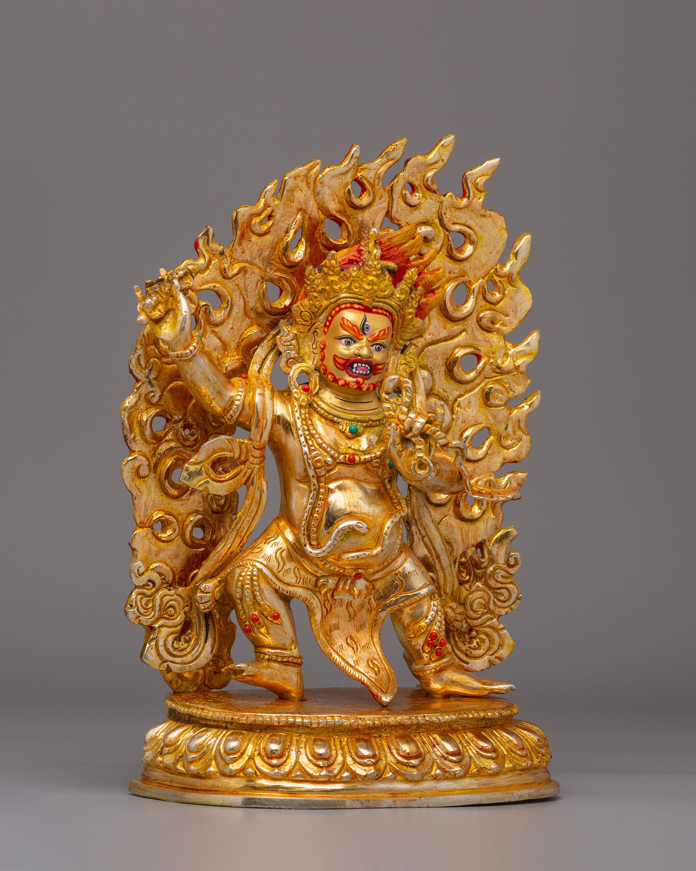 Divine Vajrapani Statue | Electro Gold Plated Protector Deity
