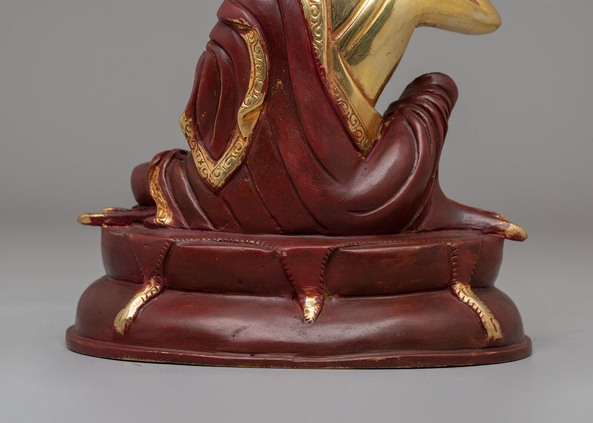 Spiritual Tibetan Milarepa Figurine | 24K Mercury Gold Plated Copper Sculpture
