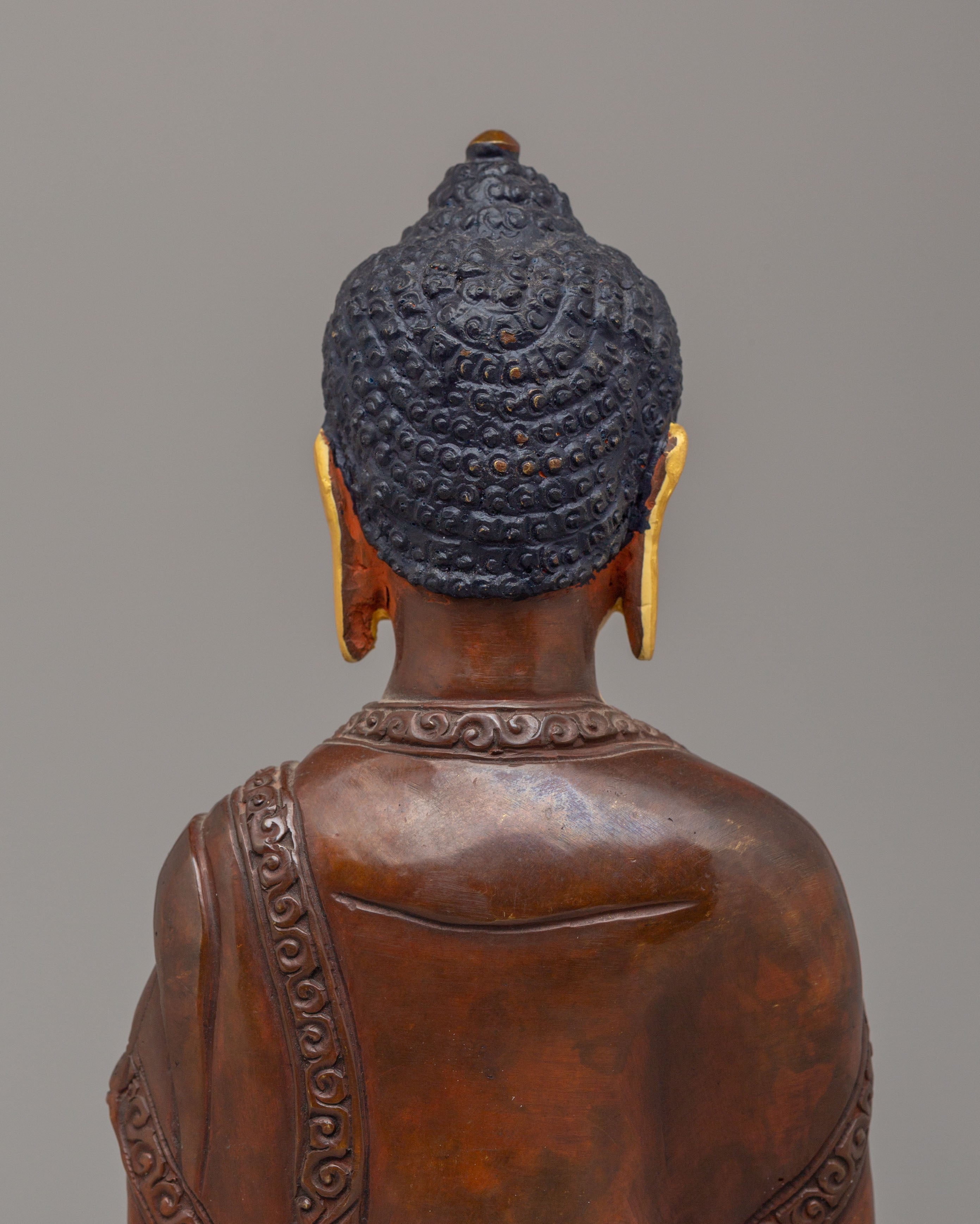 Shakyamuni Buddha Statue for Shrine | Handcrafted Oxidized Copper Statue