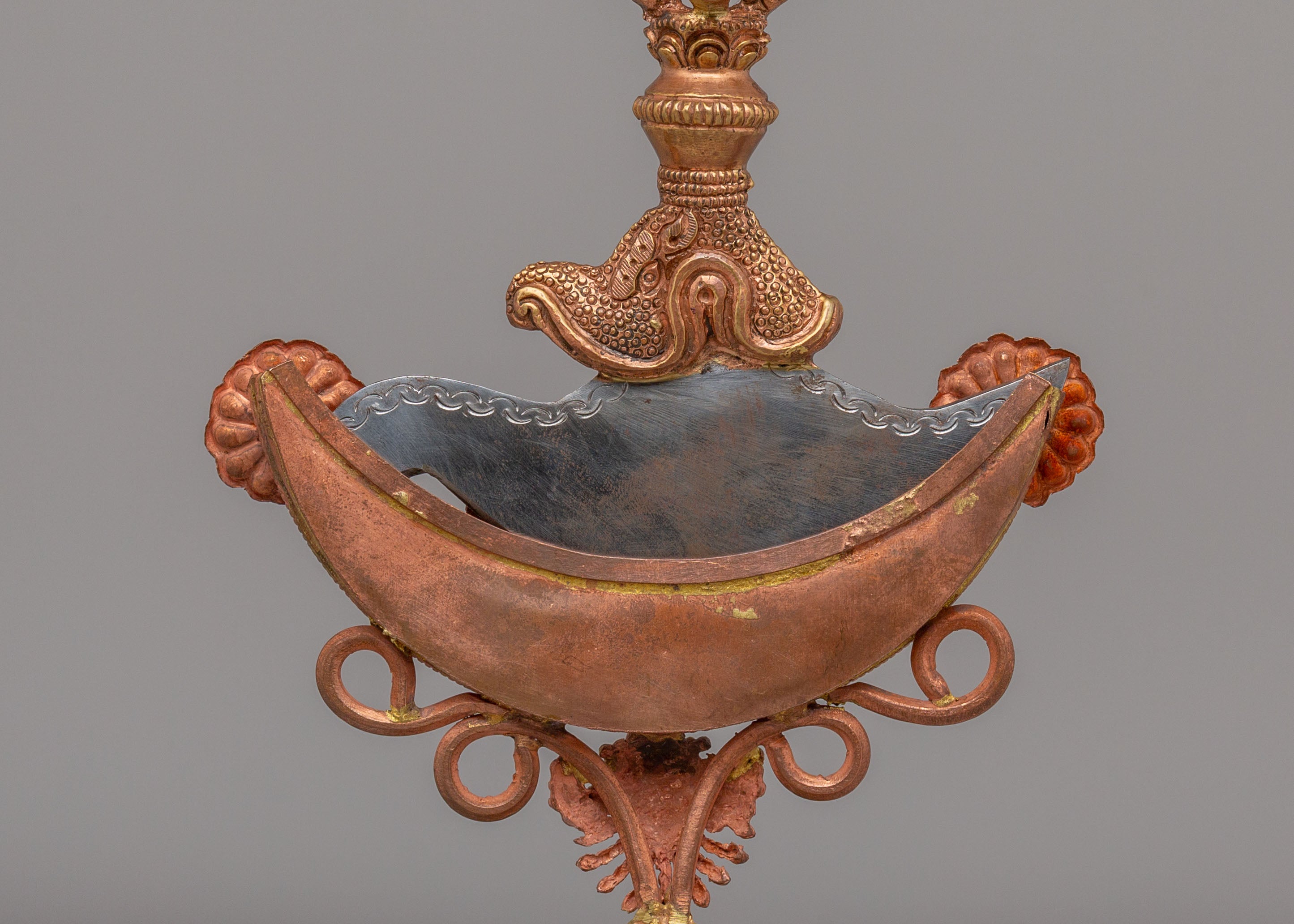 Kartika Ritual Knife With Stand | Copper Kartika with Coral and Turquoise