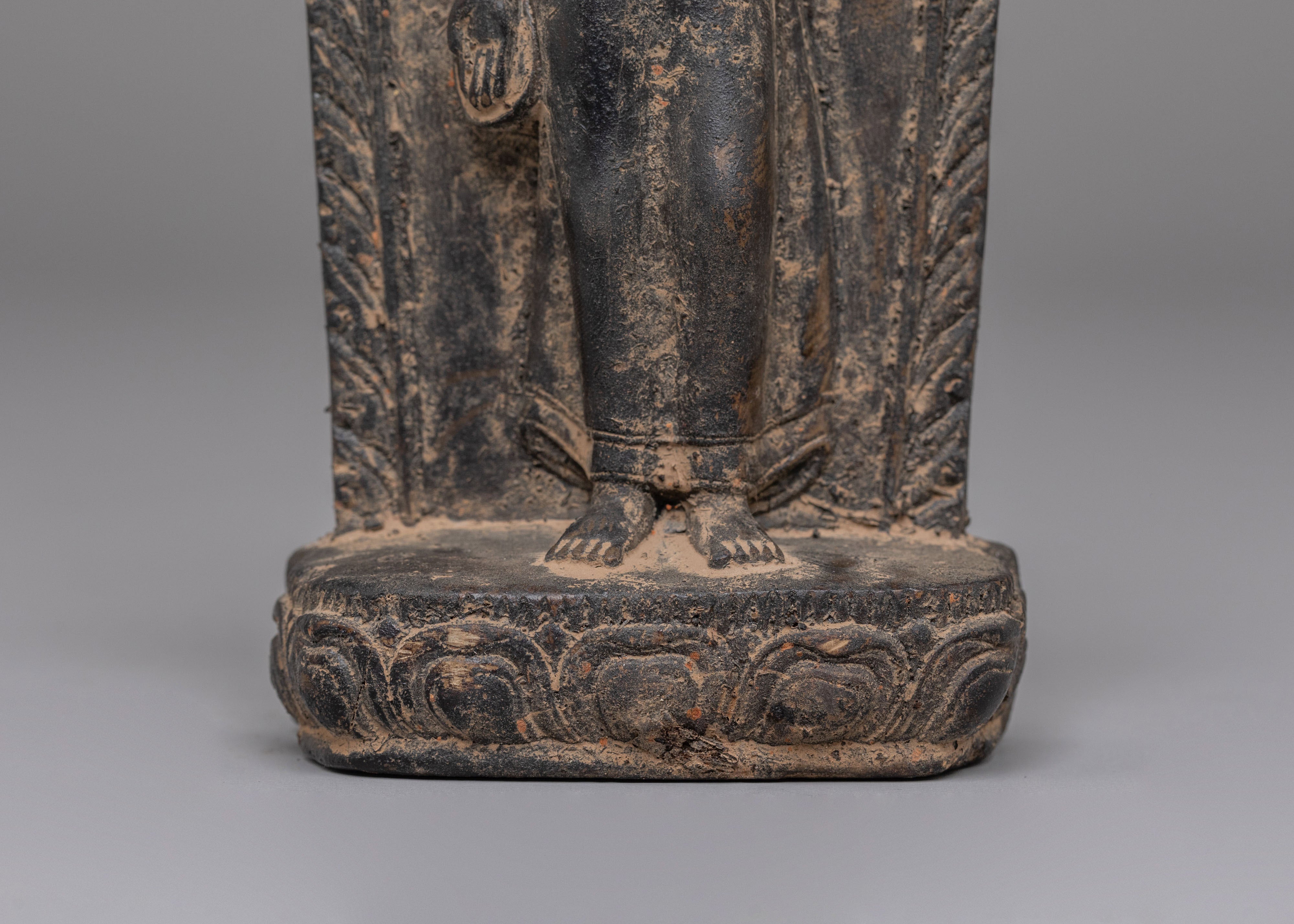 Dipankara Enlightenment Buddha Statue | Ancient Buddhist Stone Sculpture