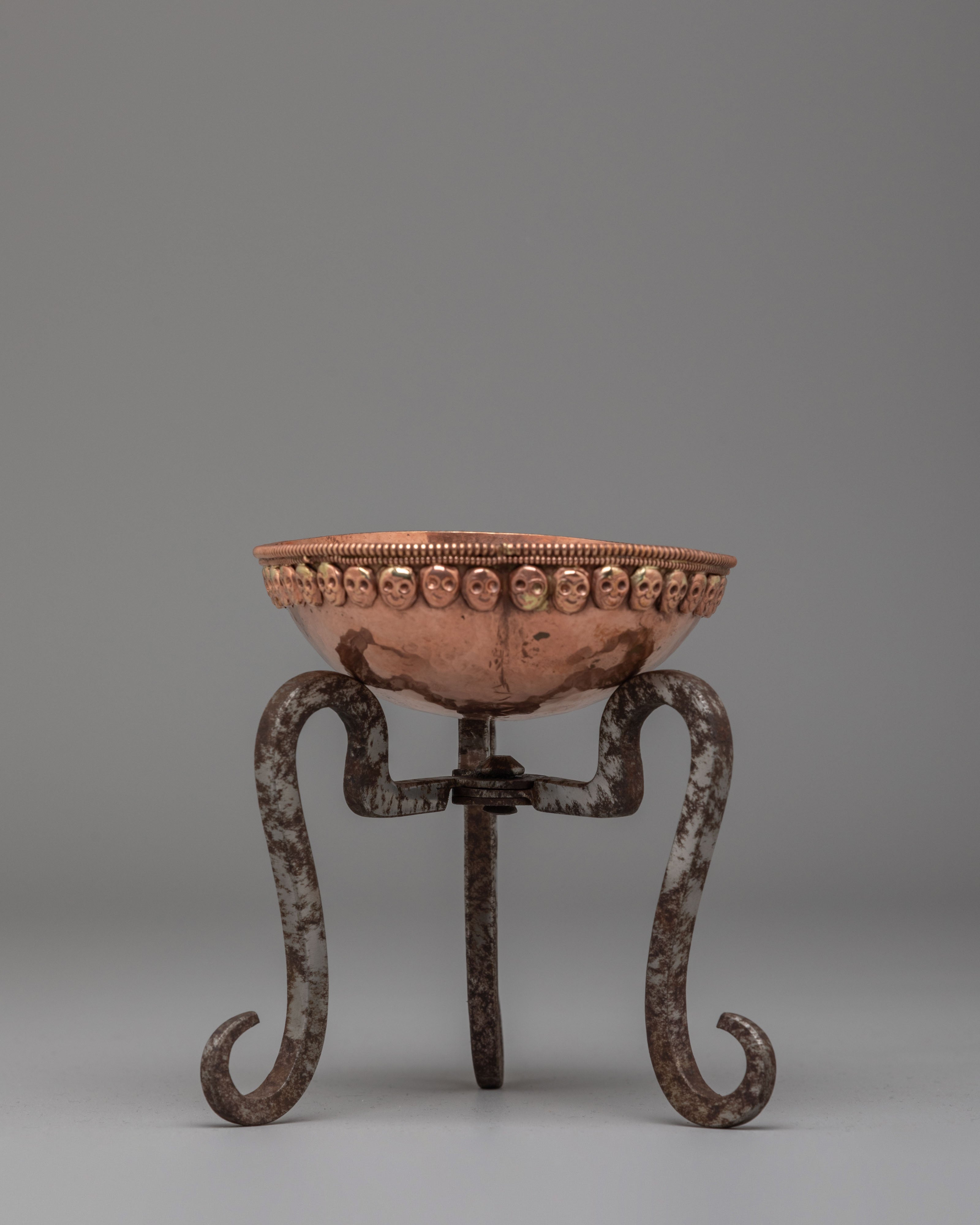 Kapala Skull Cup with Stand | Traditional Tibetan Rituals