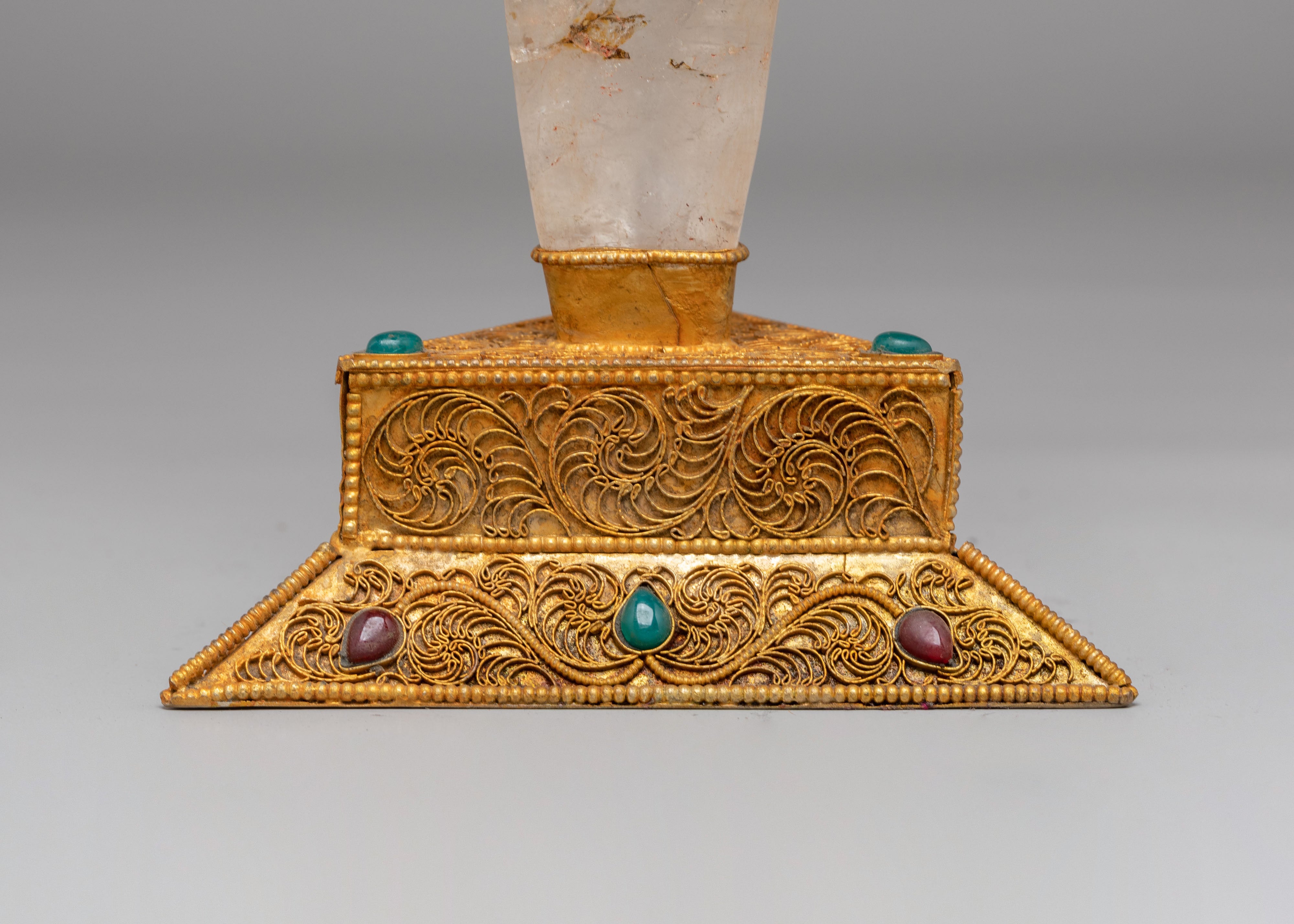 Decorative Tibetan Ritual Phurba | Gold Plated Crystal Buddhist Dagger