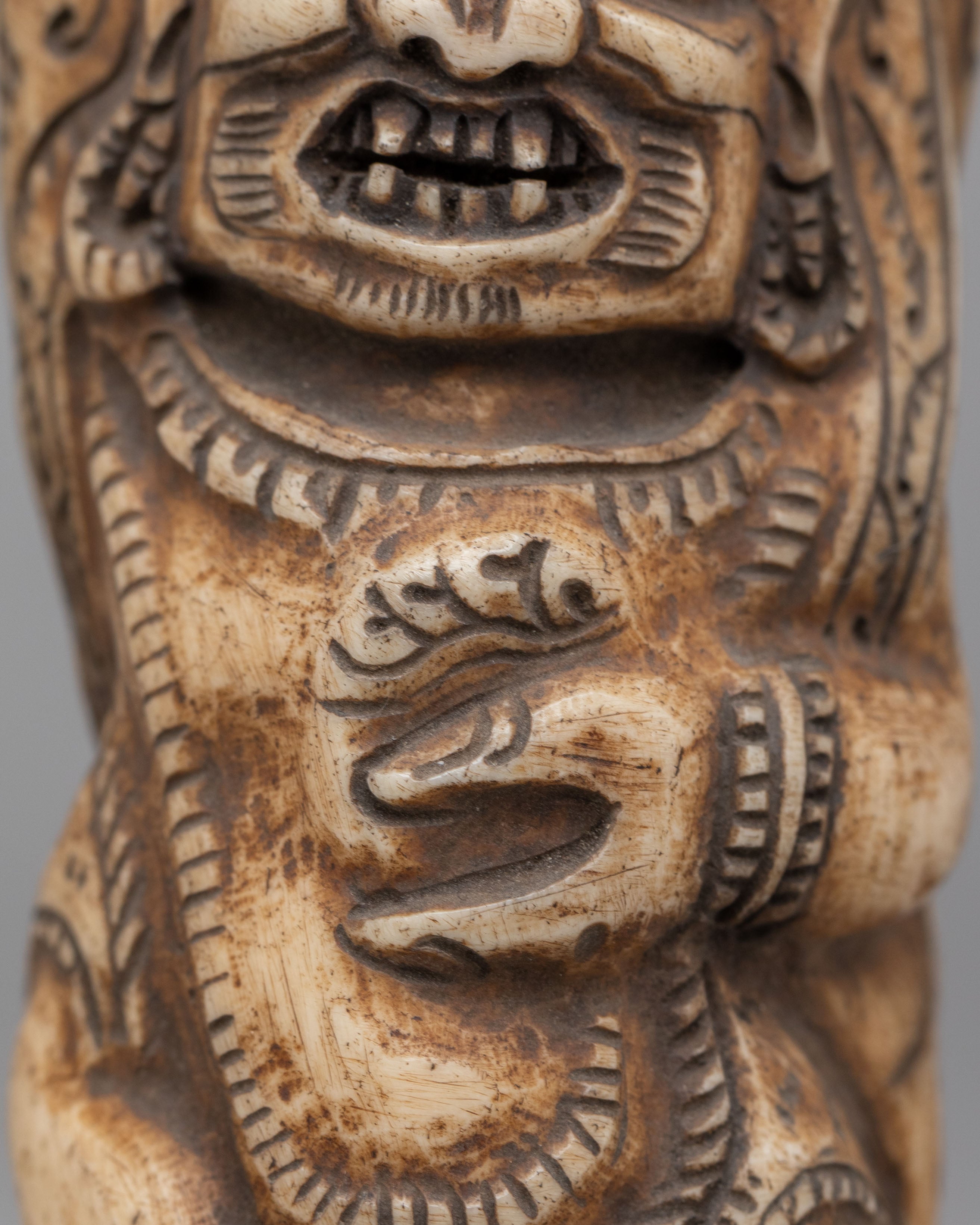 Handcrafted Mahakala Bone Stamp | Sacred Altar Art