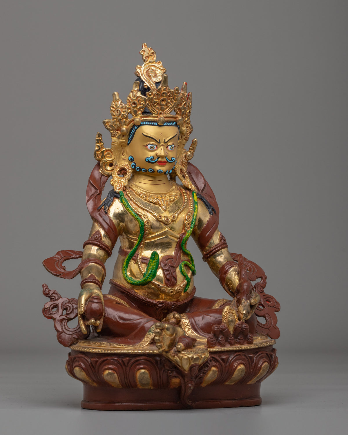 Sacred Dzambhala God of Wealth Statue | Tibetan Prosperity Idol for Altar