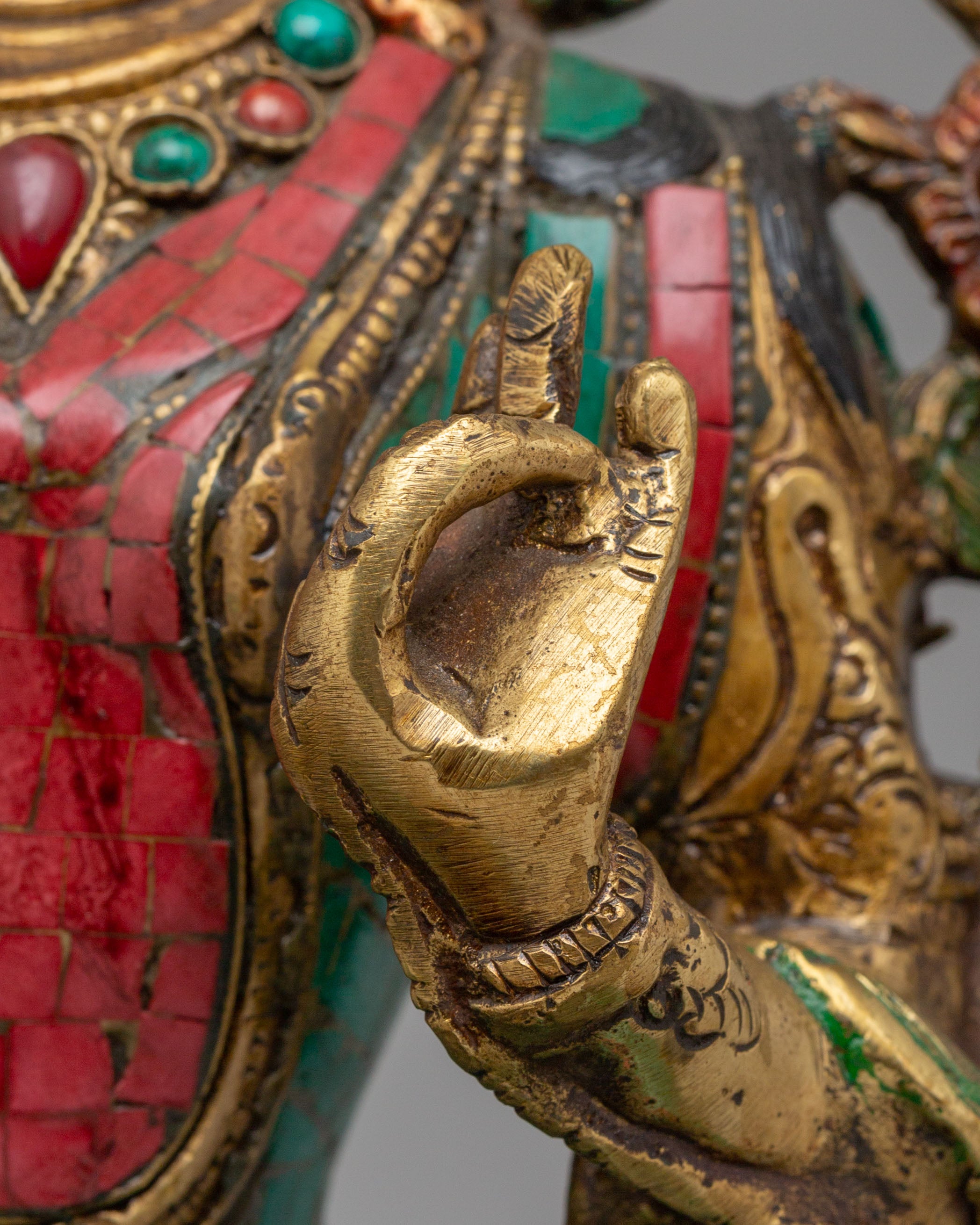 Ceremonial Green Tara Statue | Tibetan Artwork for Rituals