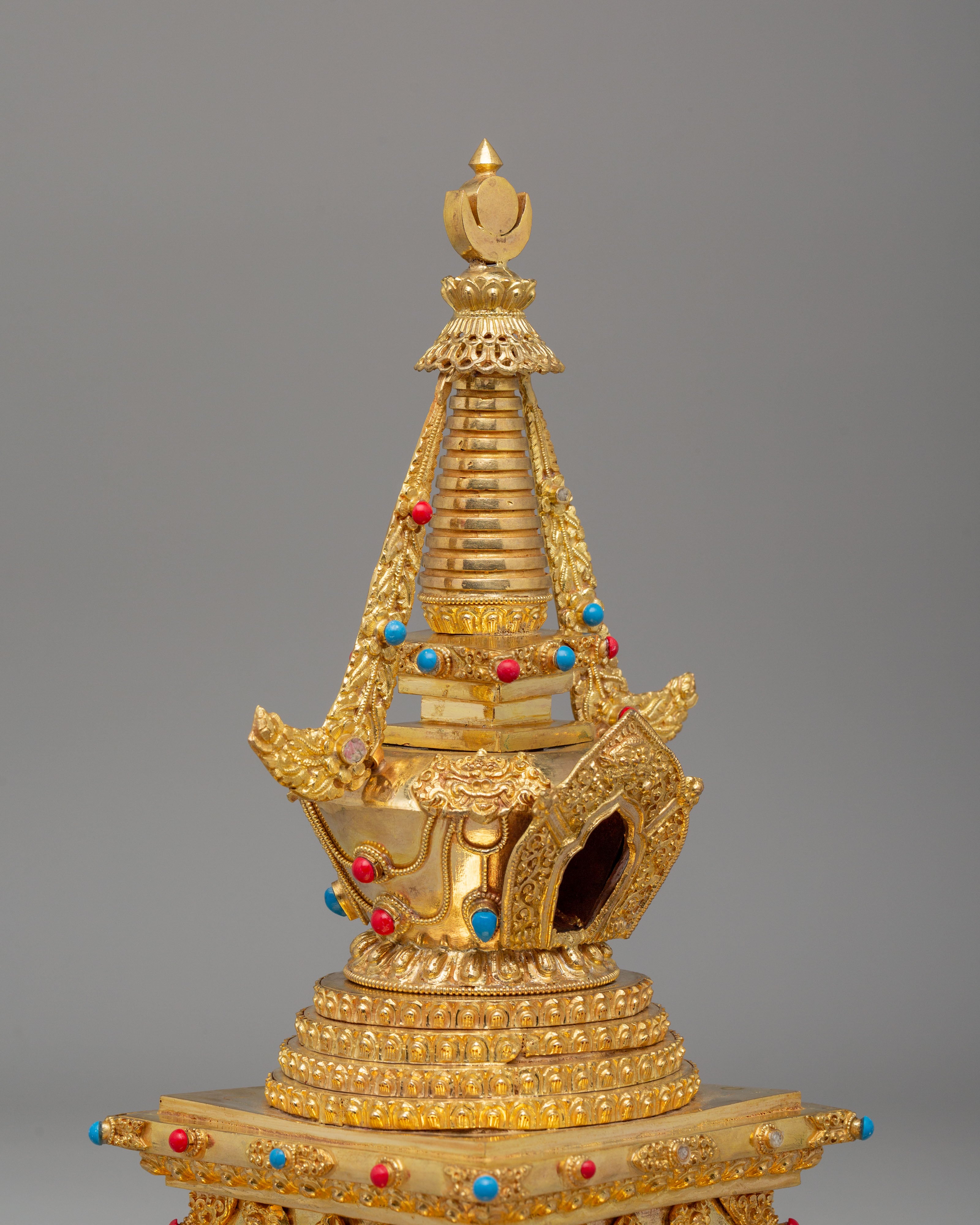 Gold Plated Altar Namgyalma Stupa | Handcrafted Tibetan Buddhist Stupa