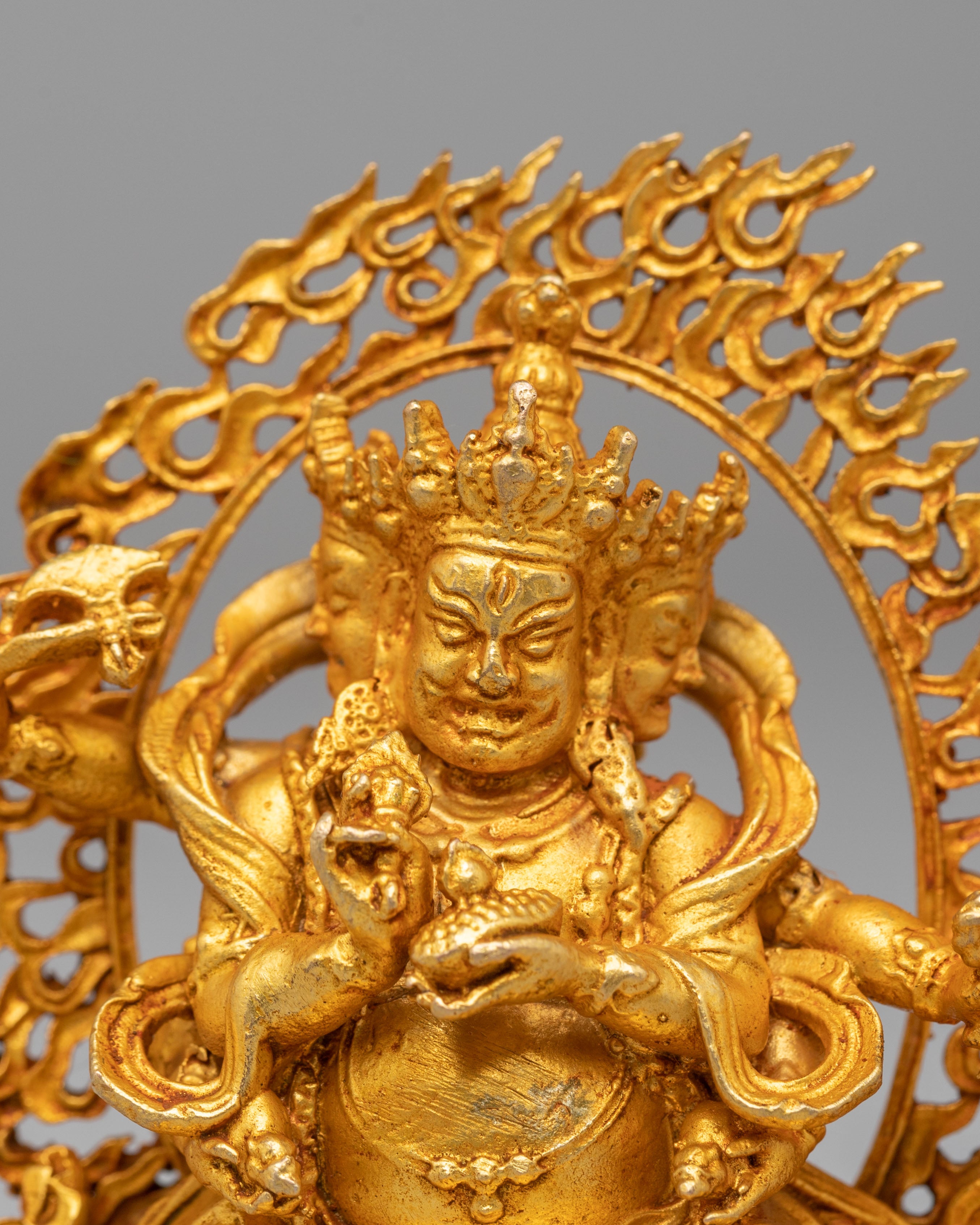 Red Dzambhala Sacred Statue | Divine Wealth Deity for Prosperity